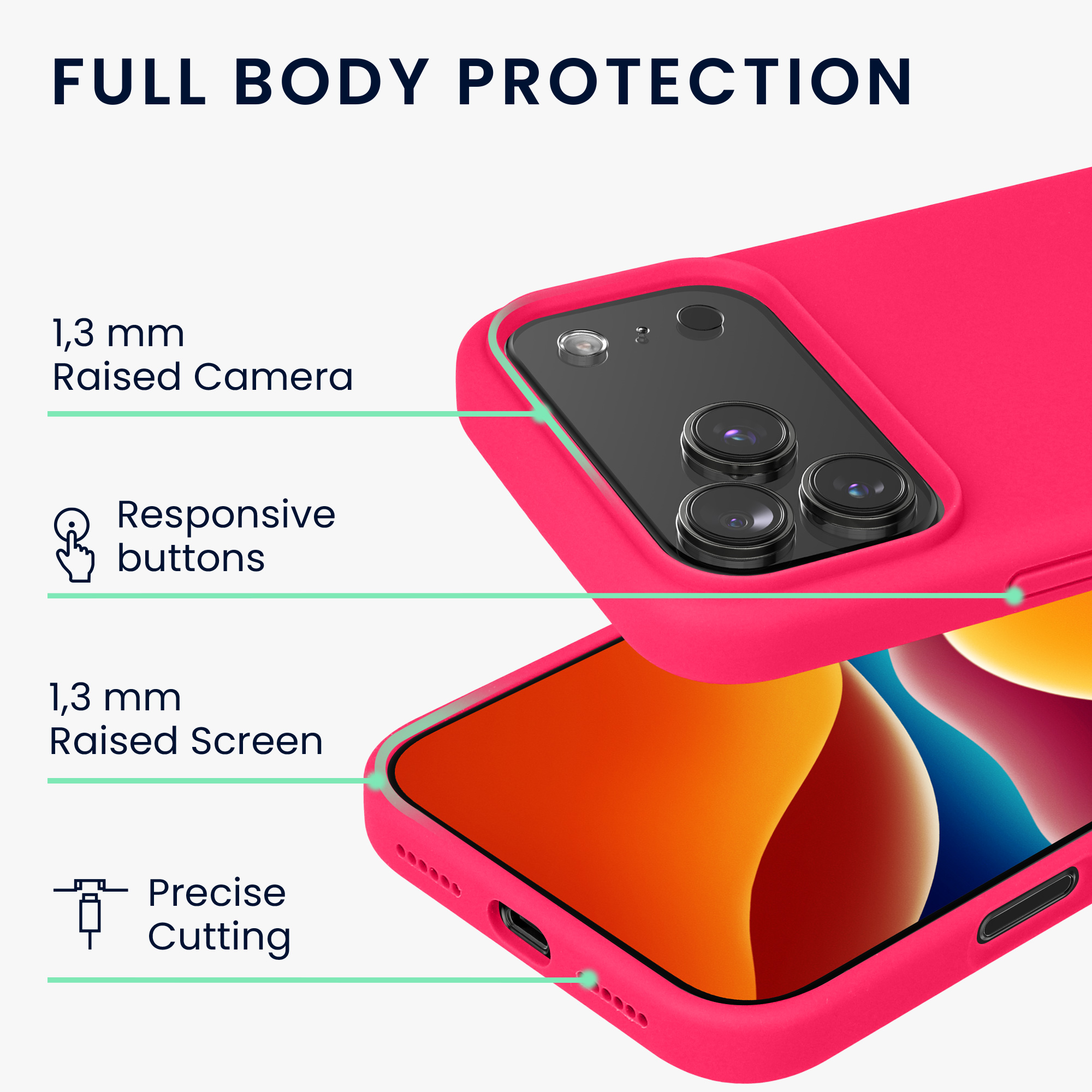 Silikonový kryt Kwmobile pro iPhone 17 Pro Max - neonově růžová