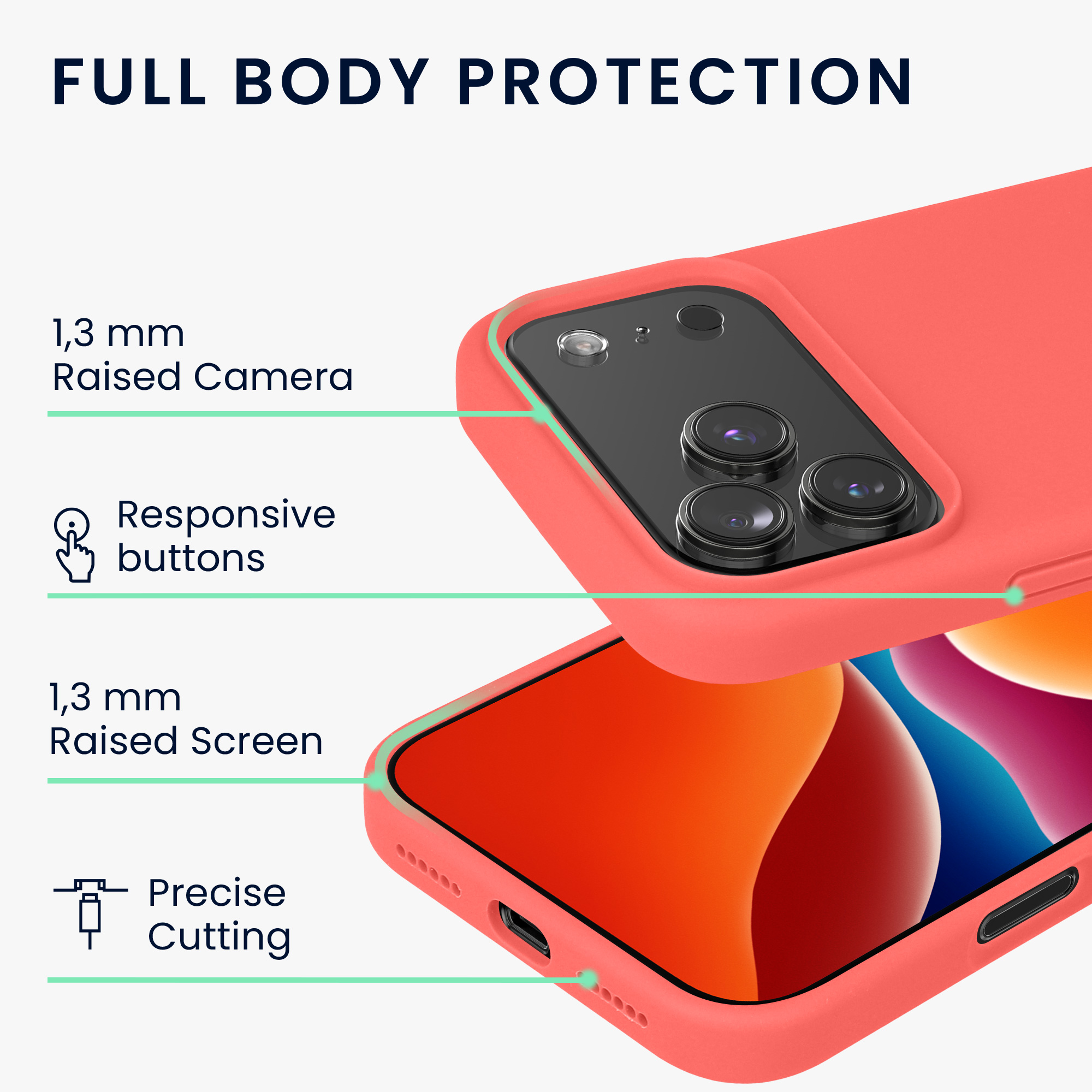 Silikonový kryt Kwmobile pro iPhone 17 Pro Max - neonově korálová