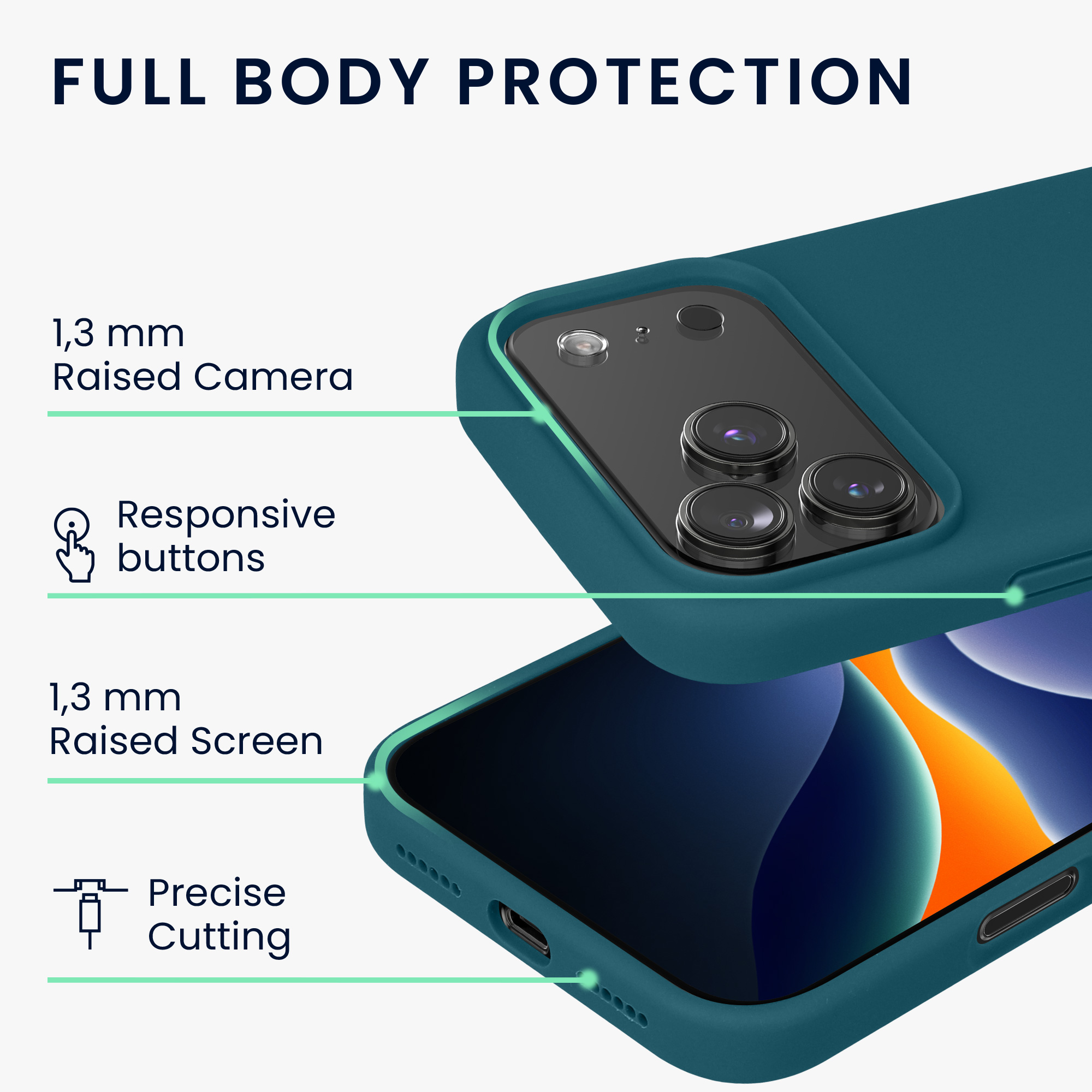 Silikonový kryt Kwmobile pro iPhone 17 Pro Max - petrolejová matná