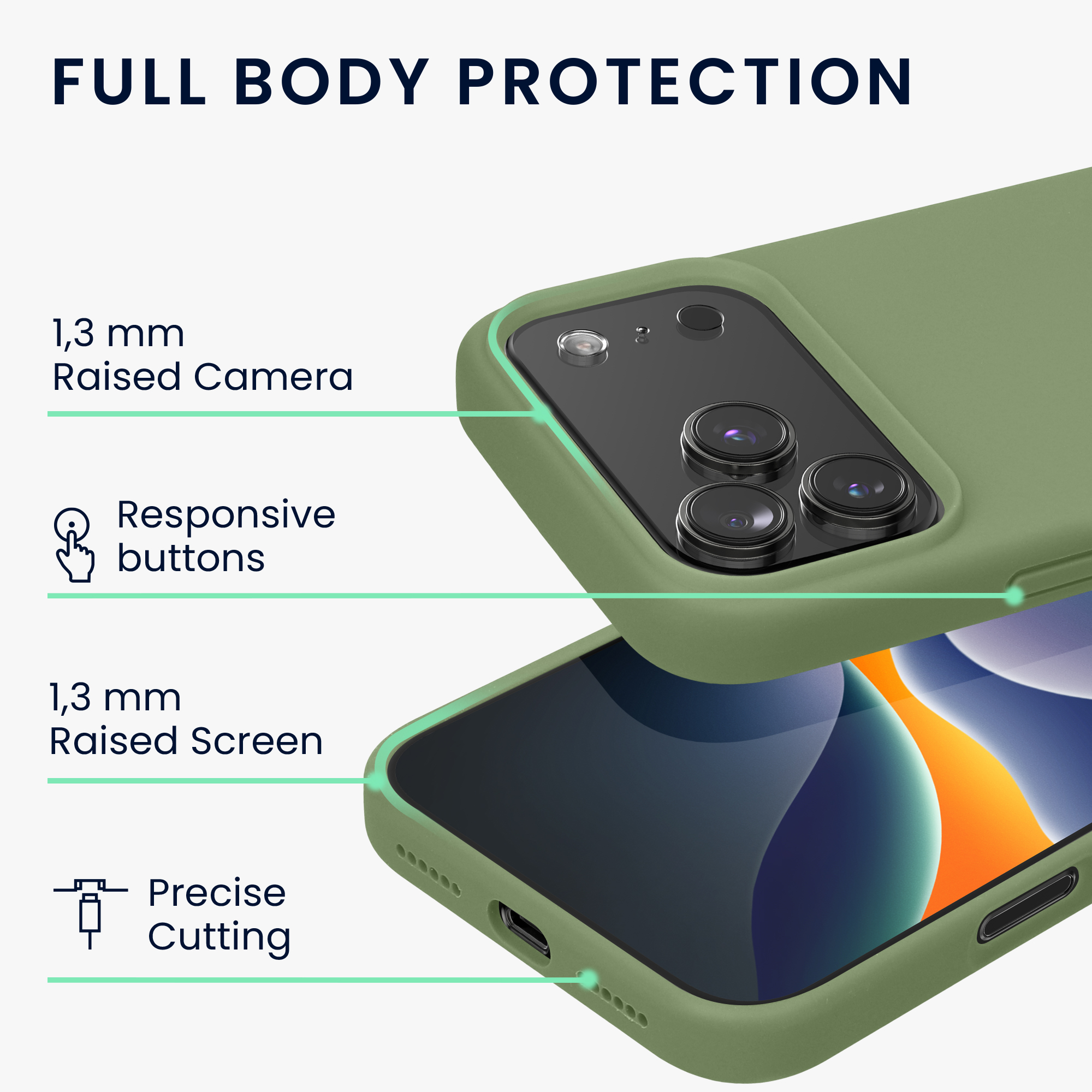 Pouzdro pro Apple iPhone 18 Pro Max / iPhone 17 Pro Max kwmobile silikonové - měkký mechově zelená
