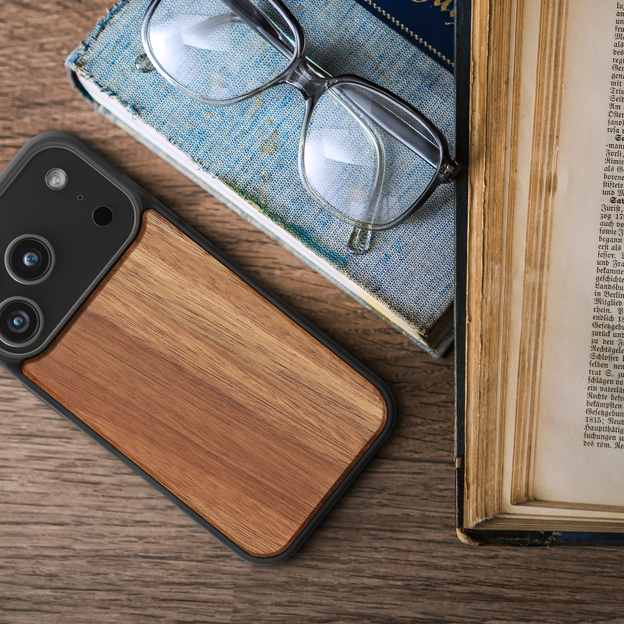 Dřevěné pouzdro pro Apple iPhone 18 Pro / iPhone 17 Pro kwmobile - tvrdý obal vintage hnědá / hnědá