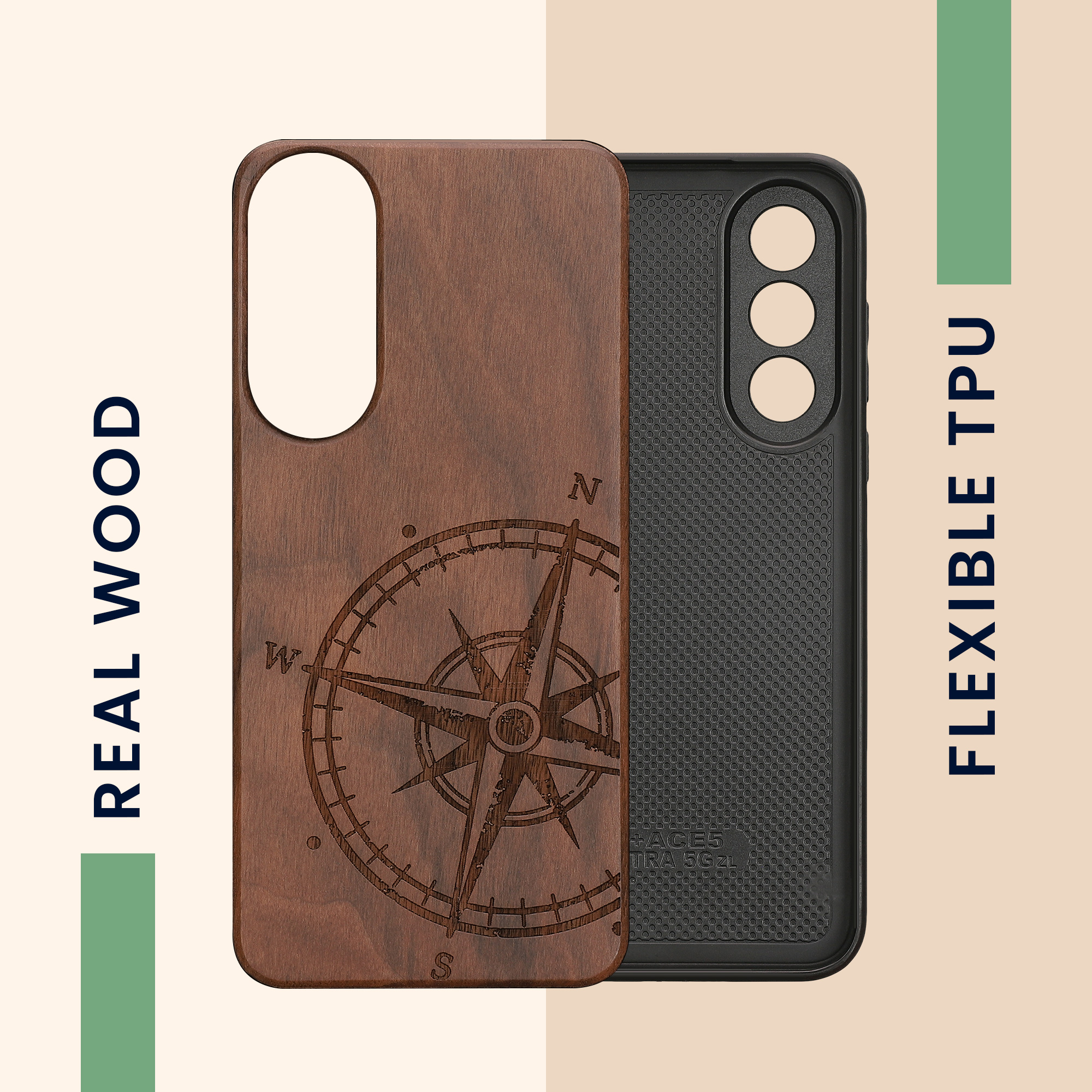 Dřevěný kryt kwmobile pro OnePlus Nord 5, tmavě hnědá