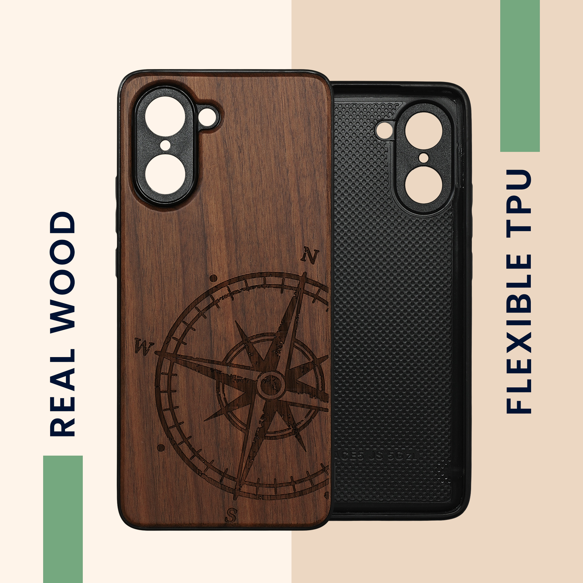 Dřevěný kryt kwmobile pro OnePlus Nord CE5, tmavě hnědá
