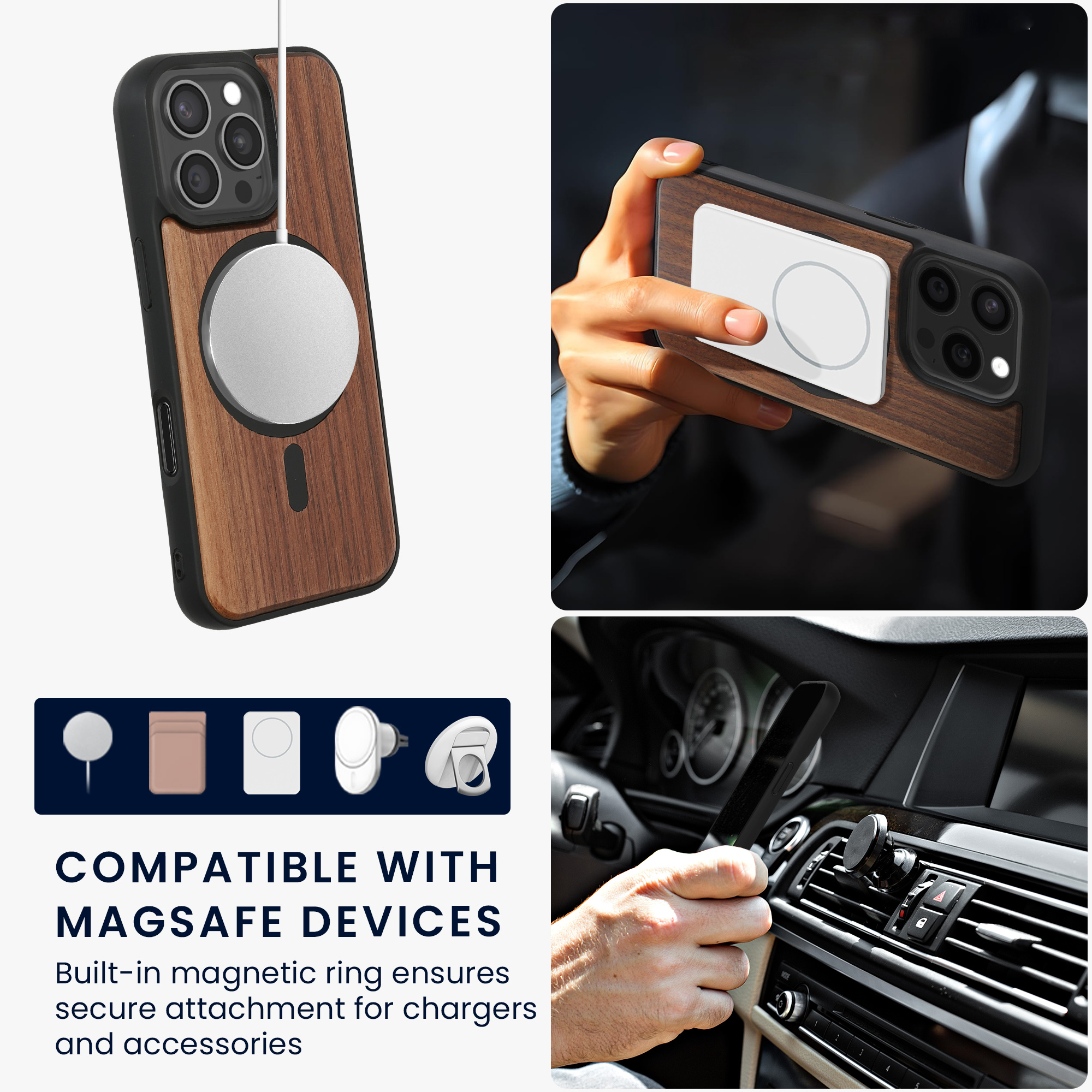 Magnetický kryt na mobil MagSafe MagSafe kwmobile - tmavě hnědá