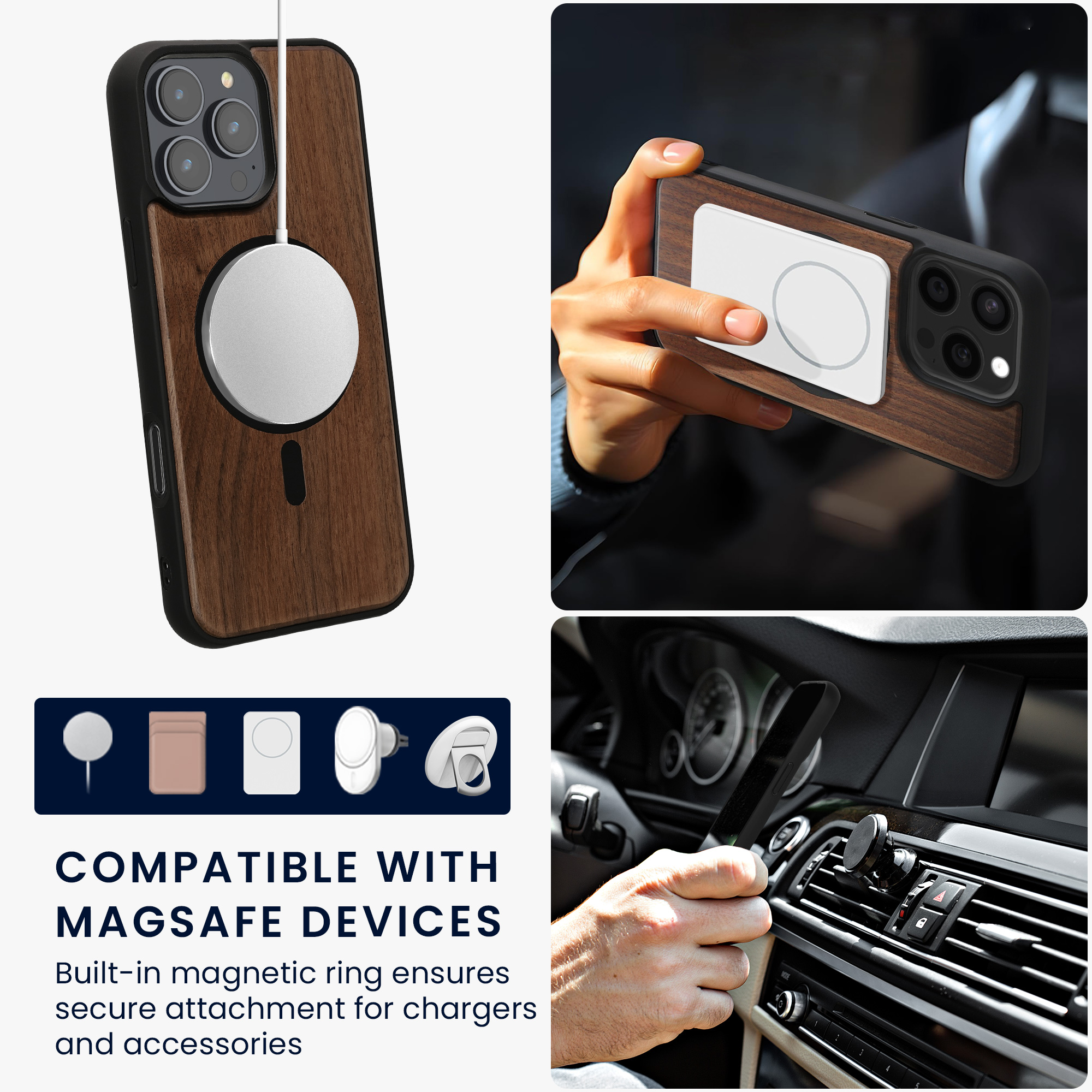 Magnetický kryt na mobil MagSafe MagSafe kwmobile - tmavě hnědá