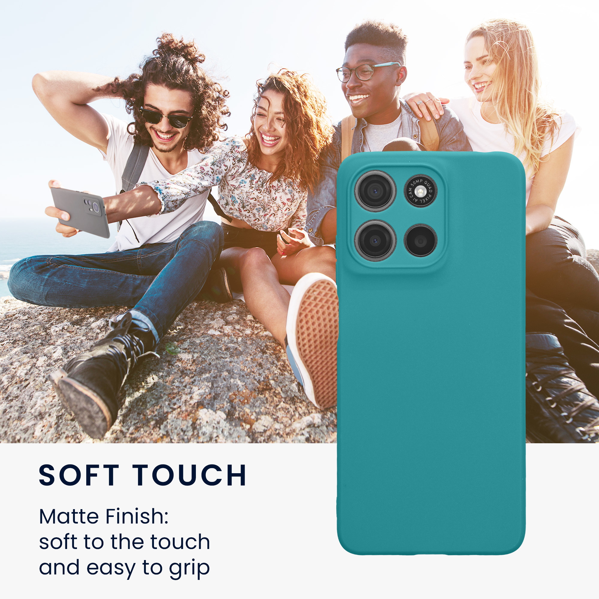 Pouzdro pro Motorola Moto G15 / G15 Power/ G17 / G17 Power kwmobile tenké TPU - matná petrolejová