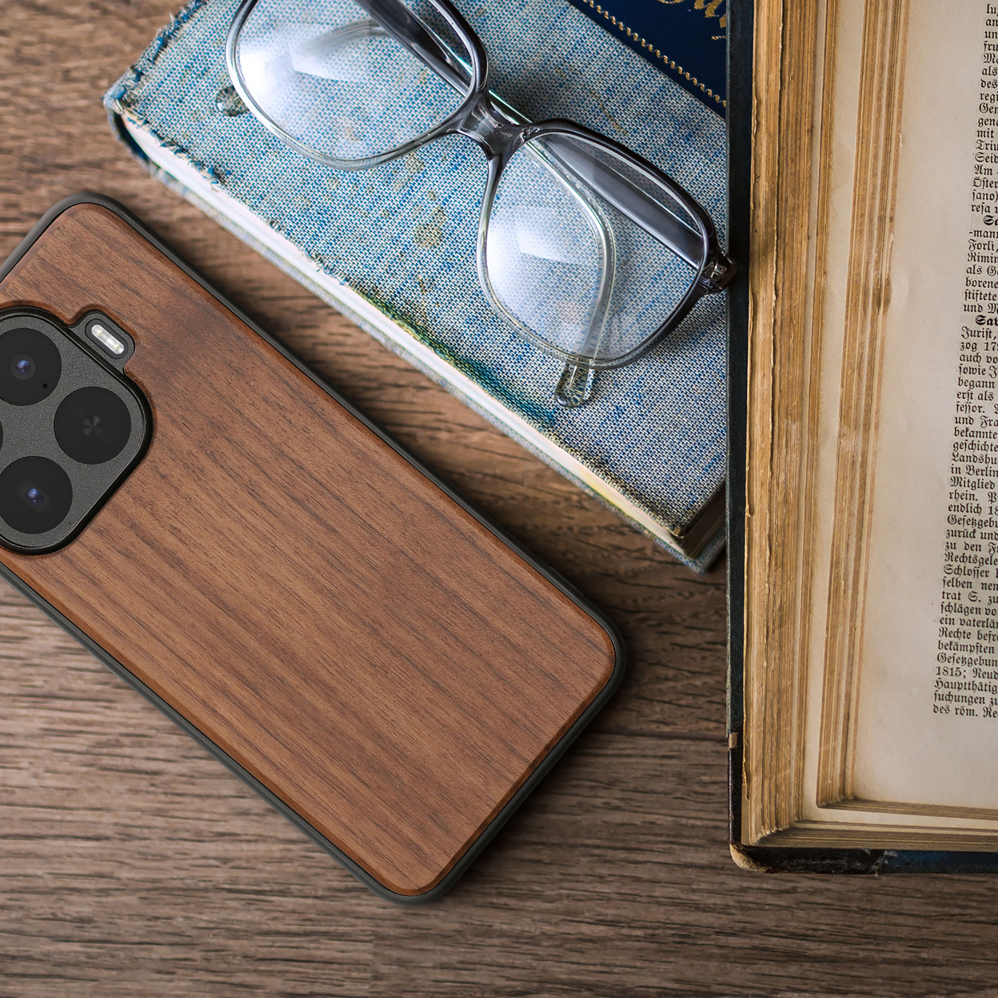 Dřevěný kryt pro Xiaomi 17T Pro s nárazuvzdorným TPU rámečkem kwmobile ‑ tmavě hnědá