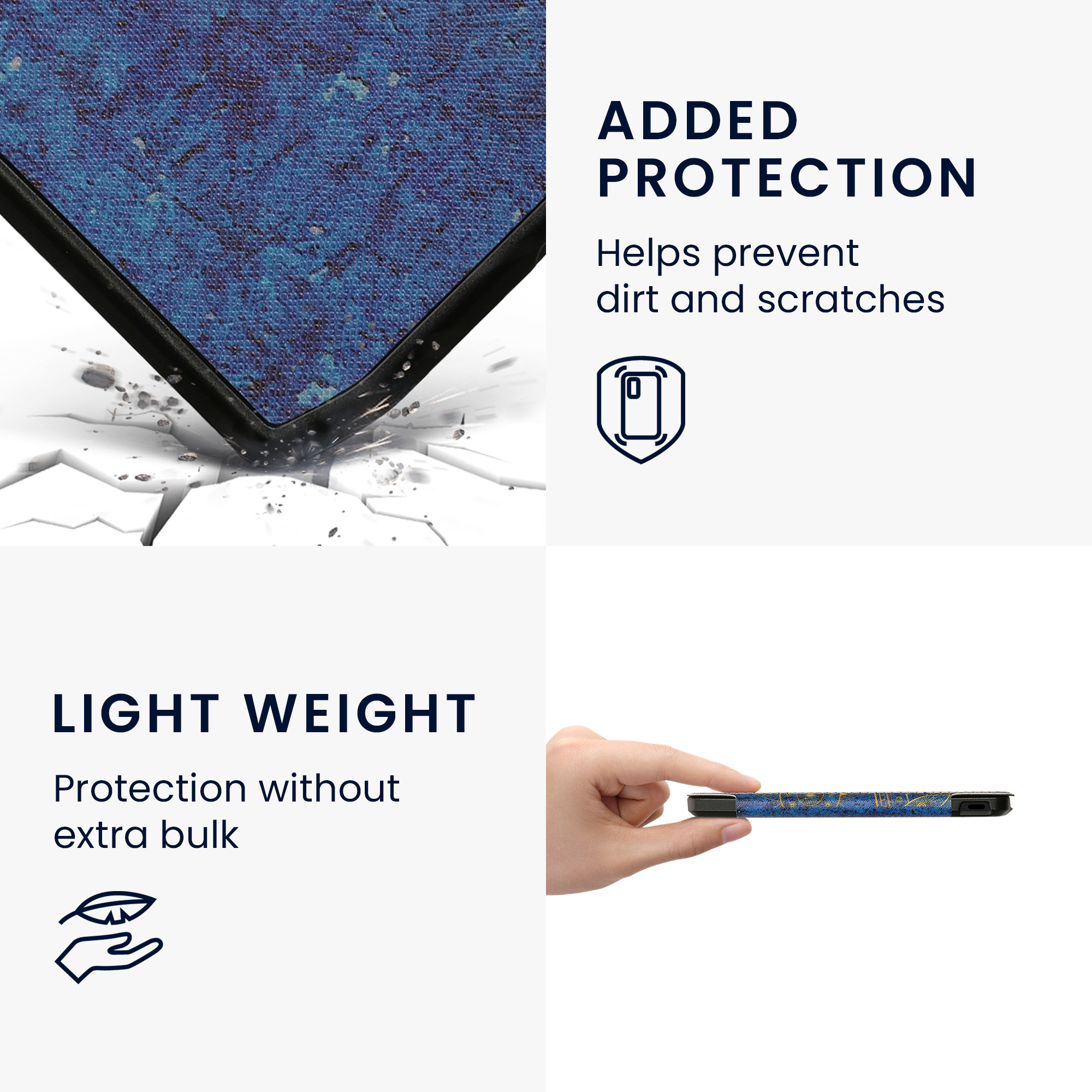 Obal pro Pocketbook Verse / Verse Lite / Verse Pro / Color / Vivlio Light/Light HD kwmobile - motiv zlatých mandal s žlutá / tmavě modrá