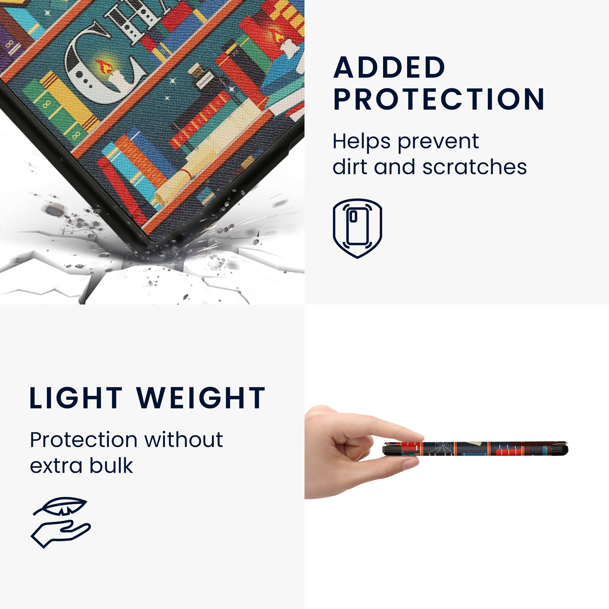 Pouzdro na čtečku kwmobile pro Pocketbook InkPad 4 / Color 3 / Color… - Library Motto Multicolor