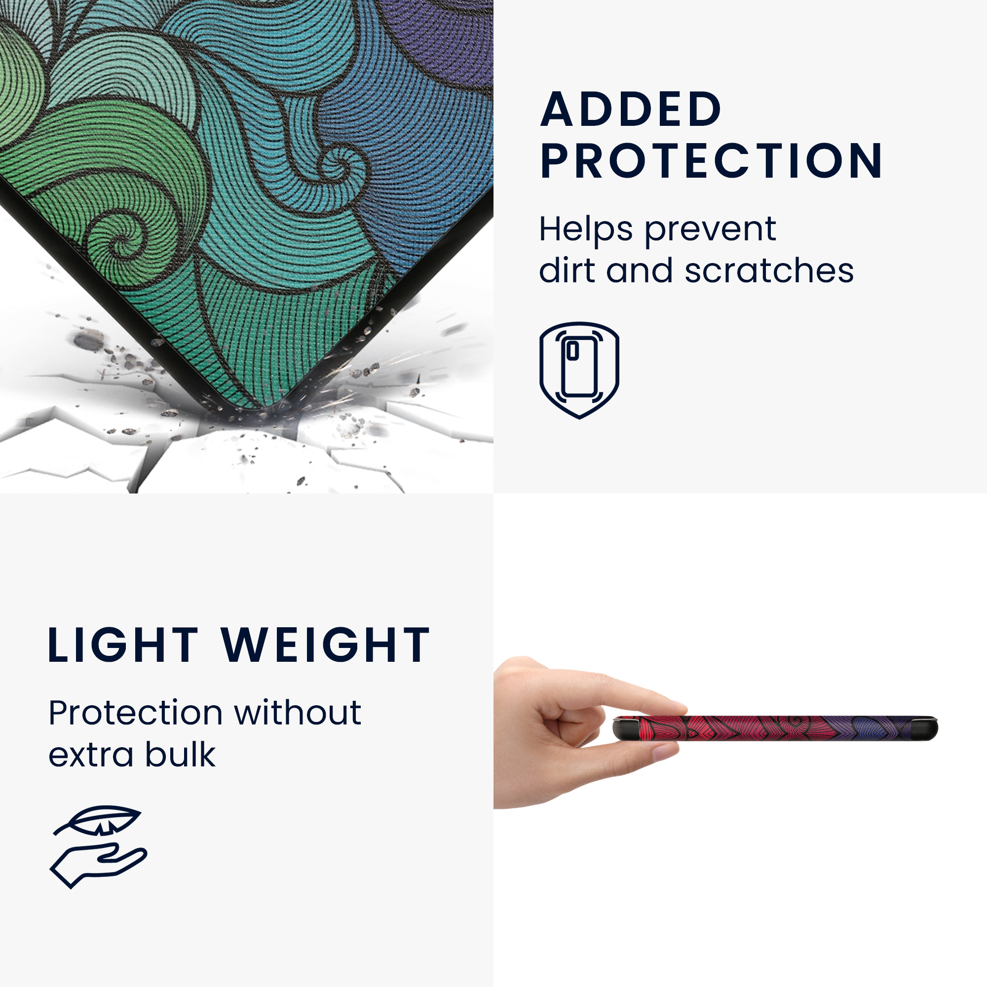 kwmobile pouzdro na čtečku Kobo Libra Colour, vícebarevná with tmavě růžová / modrá / zelená