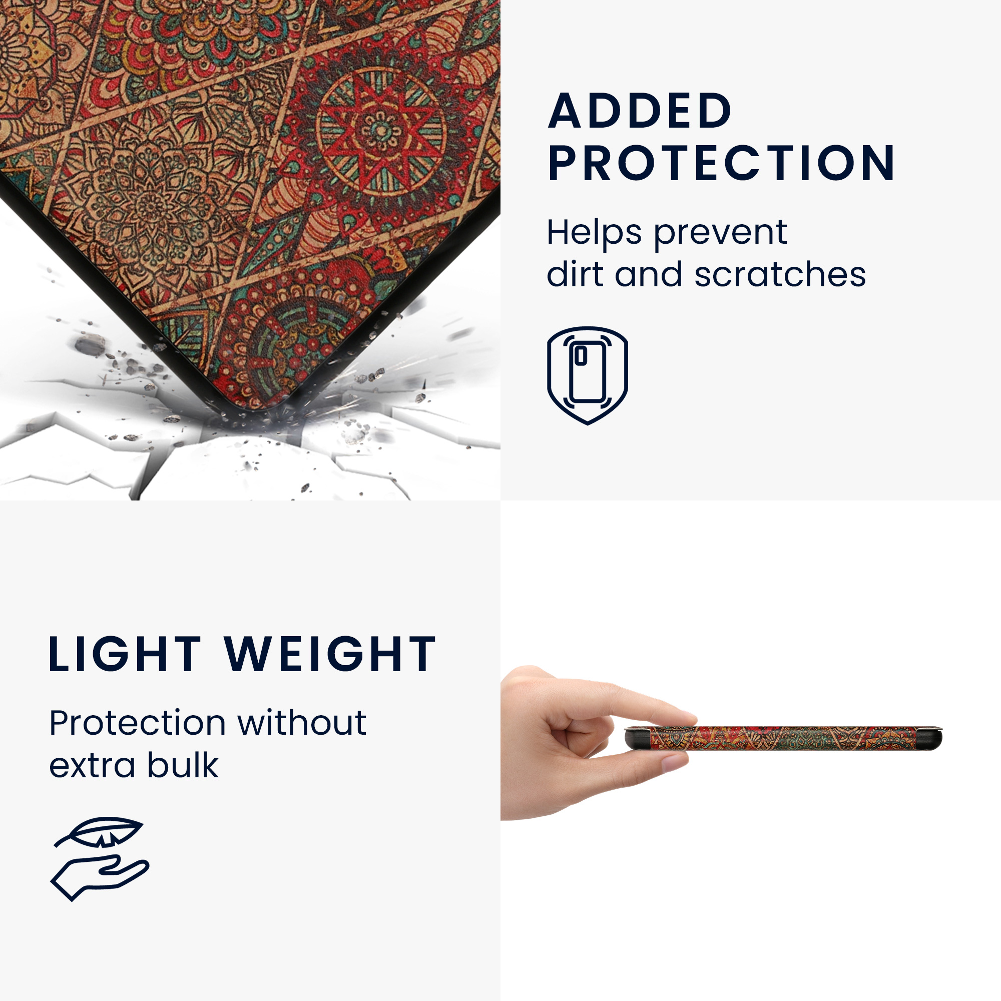 Obal pro Kobo Libra Colour kwmobile - motiv zlomky s tmavě růžová / červená / modrá