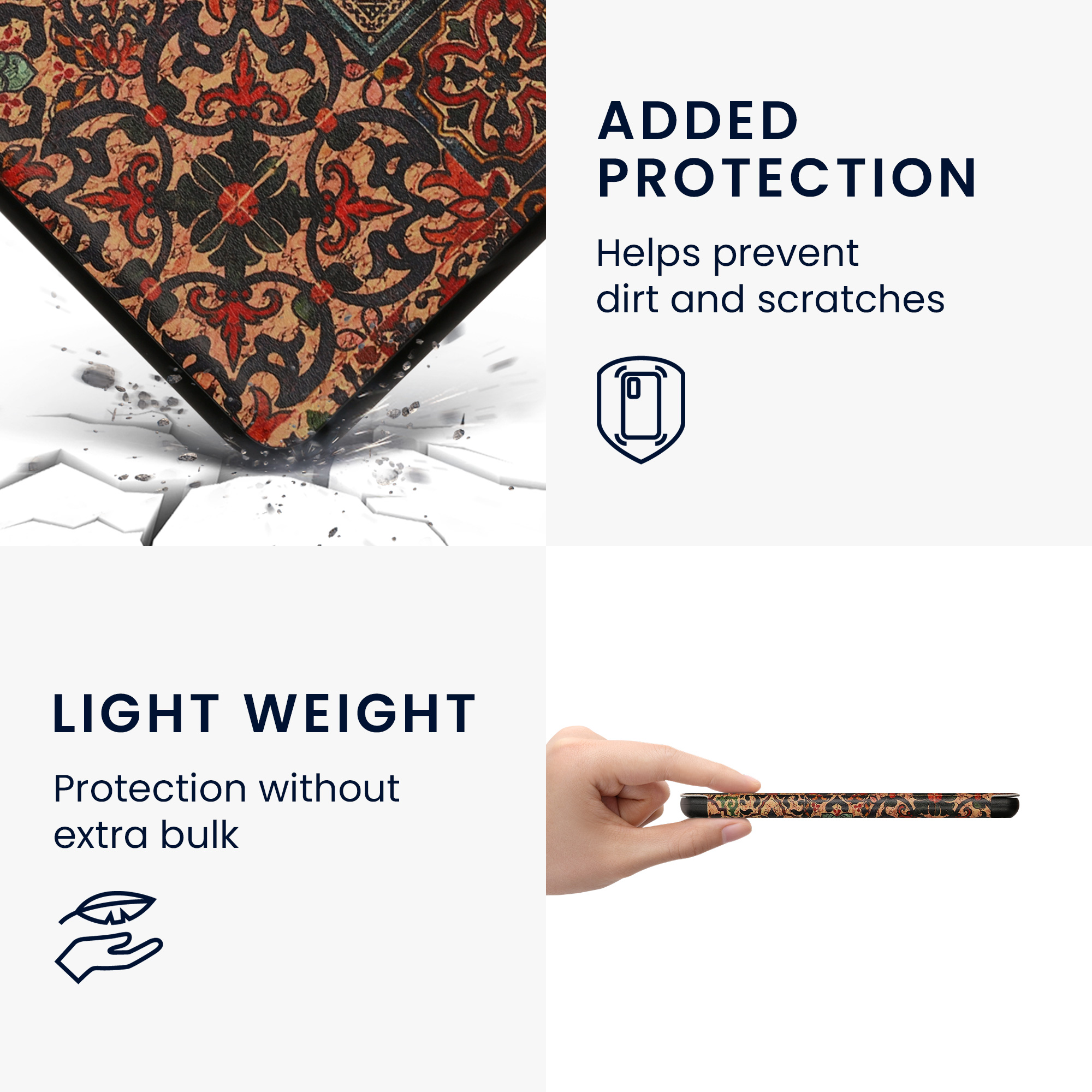 Obal pro Kobo Libra Colour kwmobile - vzor s hnědá / modrá / červená