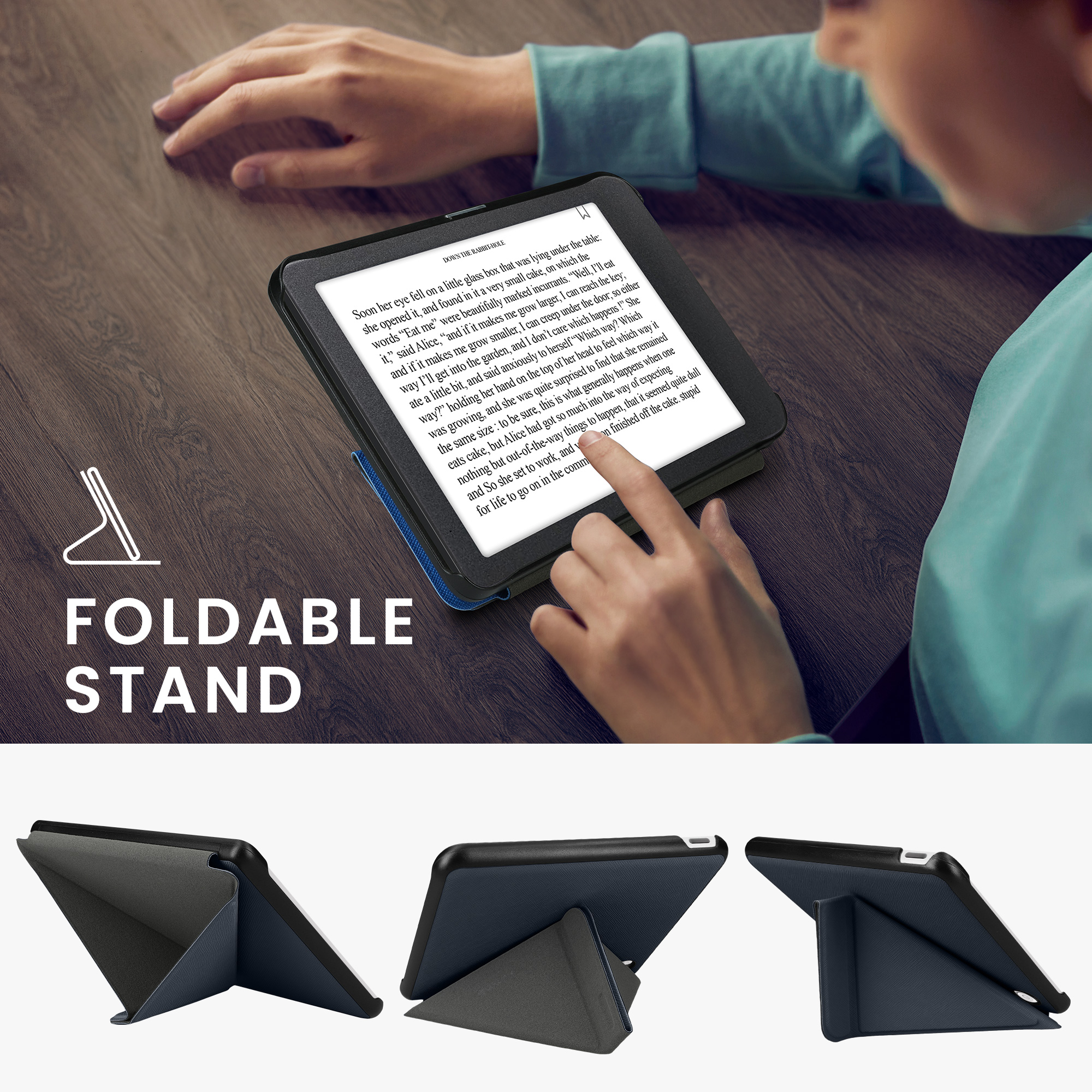 Obal pro Kobo Libra Colour kwmobile se stojánkem tenké z eko kůže - tmavě modrá