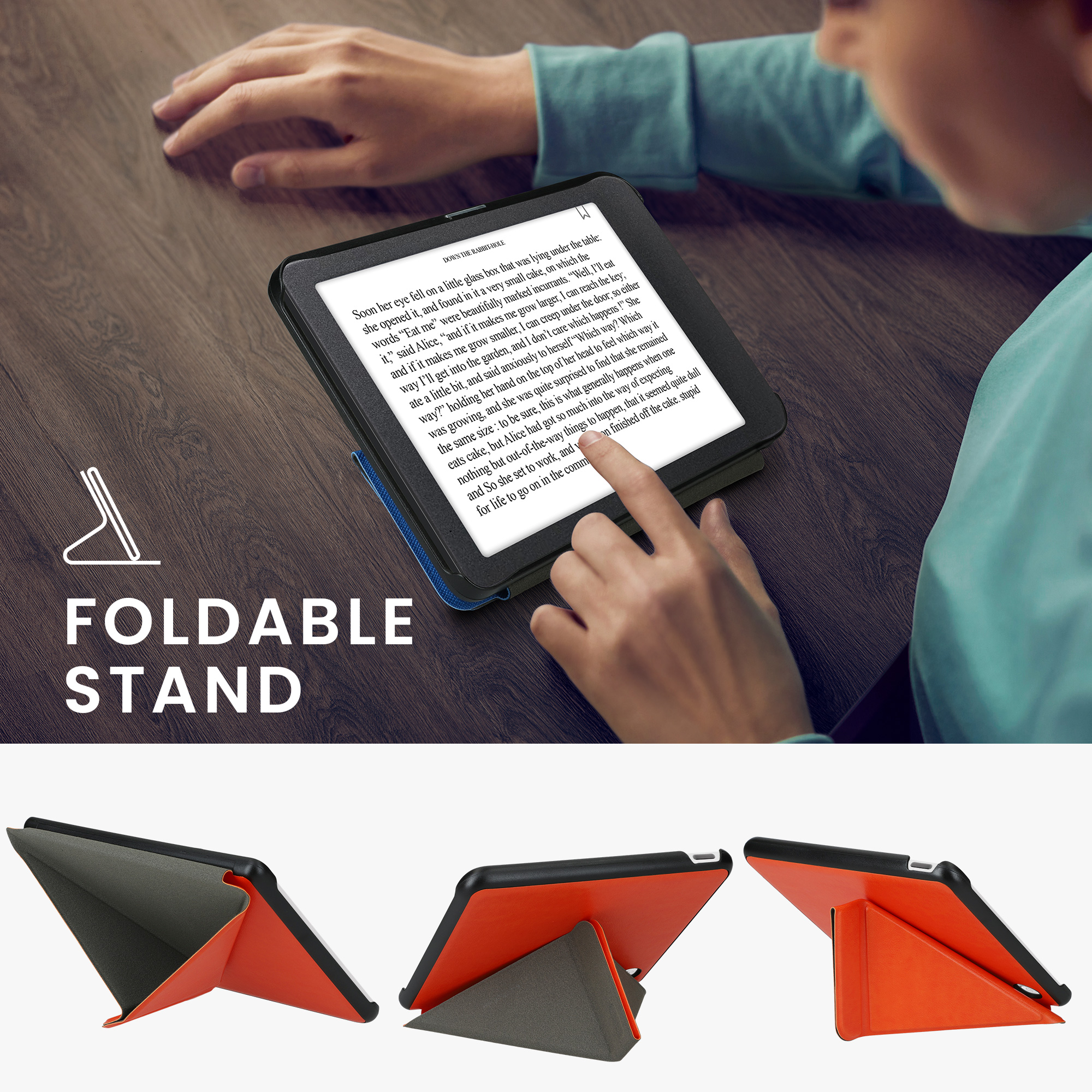 Obal pro Kobo Libra Colour kwmobile se stojánkem tenké z eko kůže - ovocná oranžová
