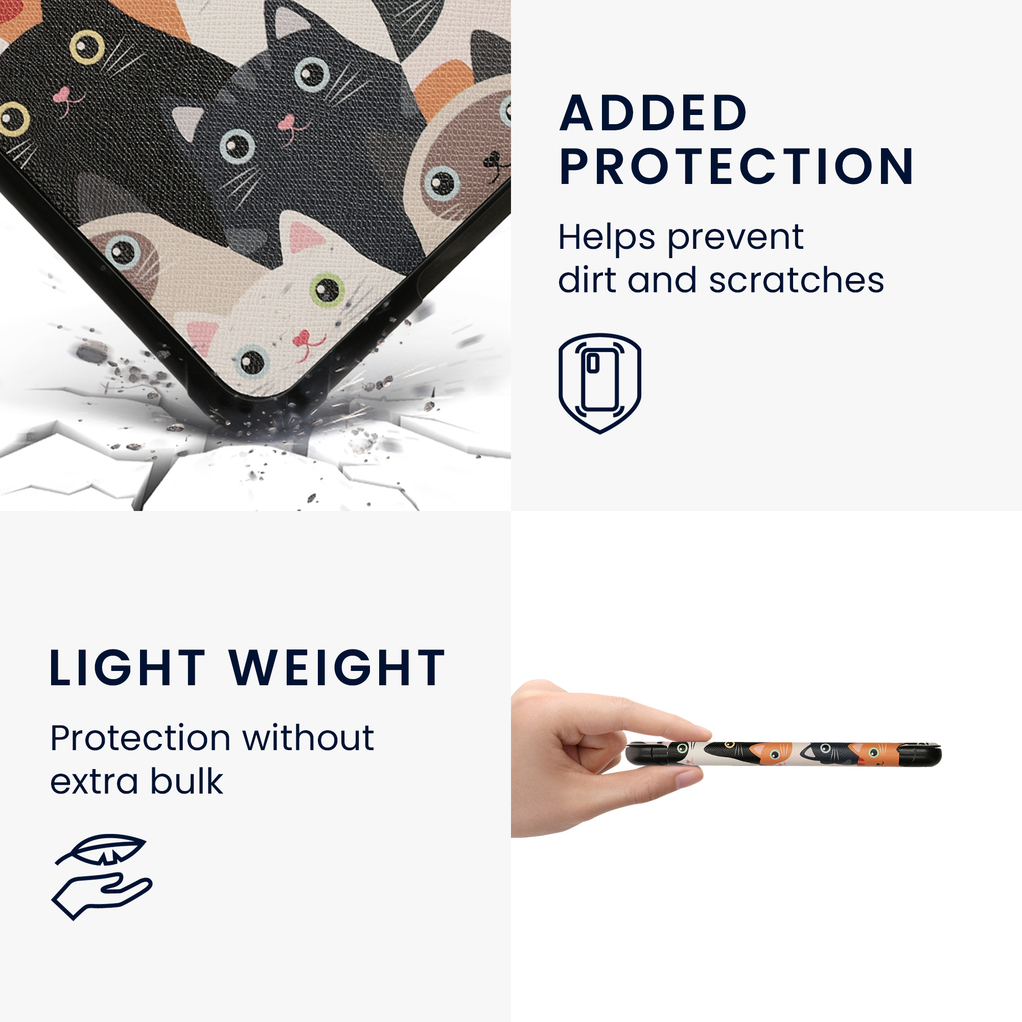 Pouzdro na čtečku kwmobile pro Amazon Kindle Paperwhite (2024)/Colorsoft - motiv kočky oranžová / černá / bílá