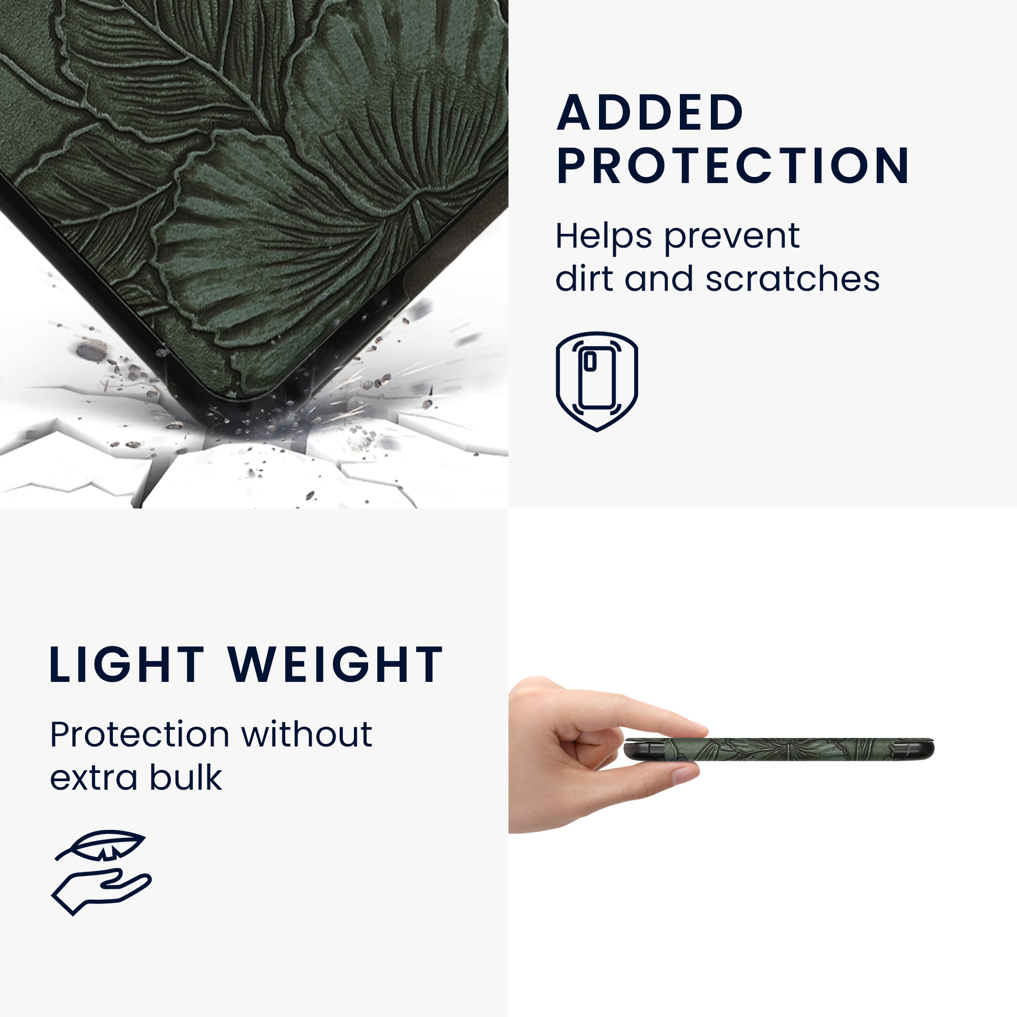 Obal pro Amazon Kindle Paperwhite (2024)/Colorsoft kwmobile - reliéfní motiv květiny s zelená