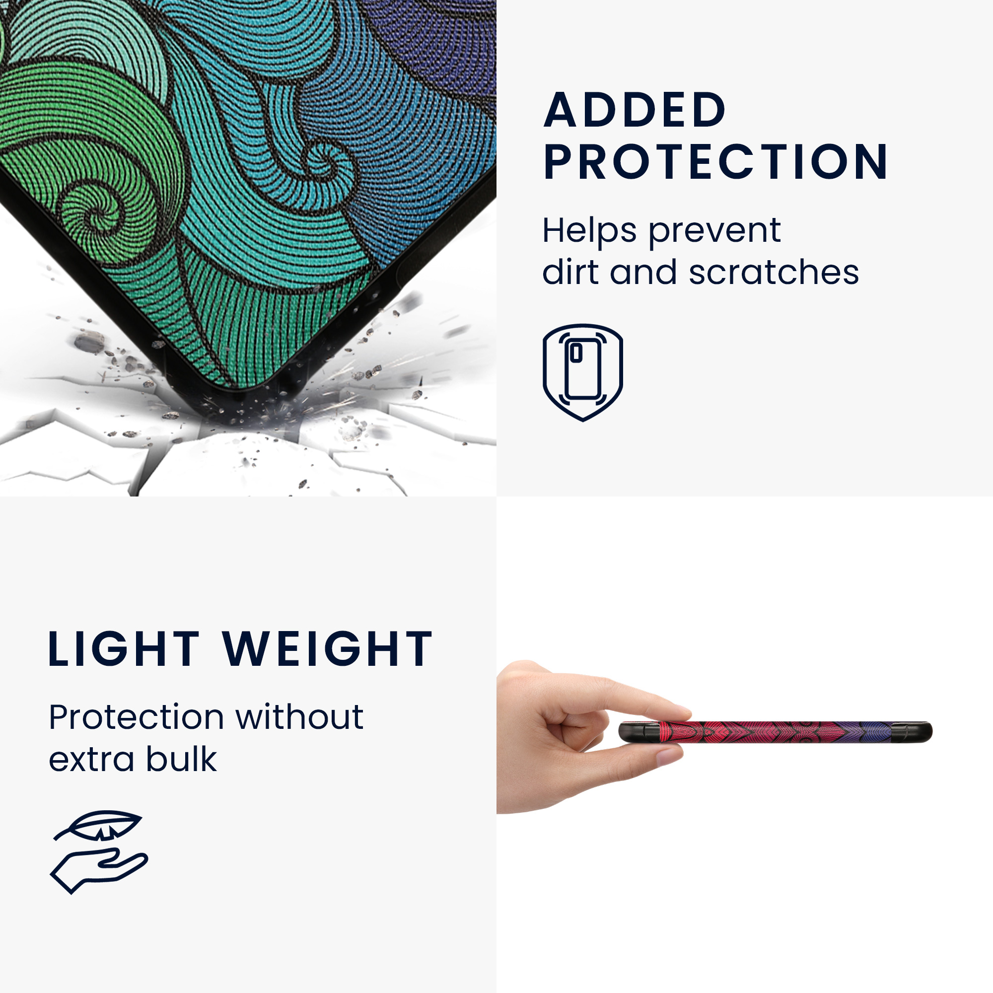 Pouzdro na čtečku kwmobile Kindle Paperwhite 2024 / Colorsoft - multicolor - tmavě růžová / modrá / zelená
