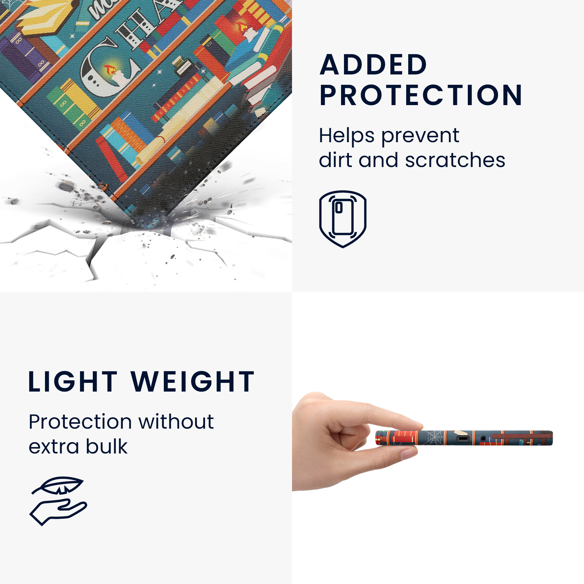 Pouzdro na čtečku kwmobile Kindle Scribe 2022/2024 - Library Motto - multicolor