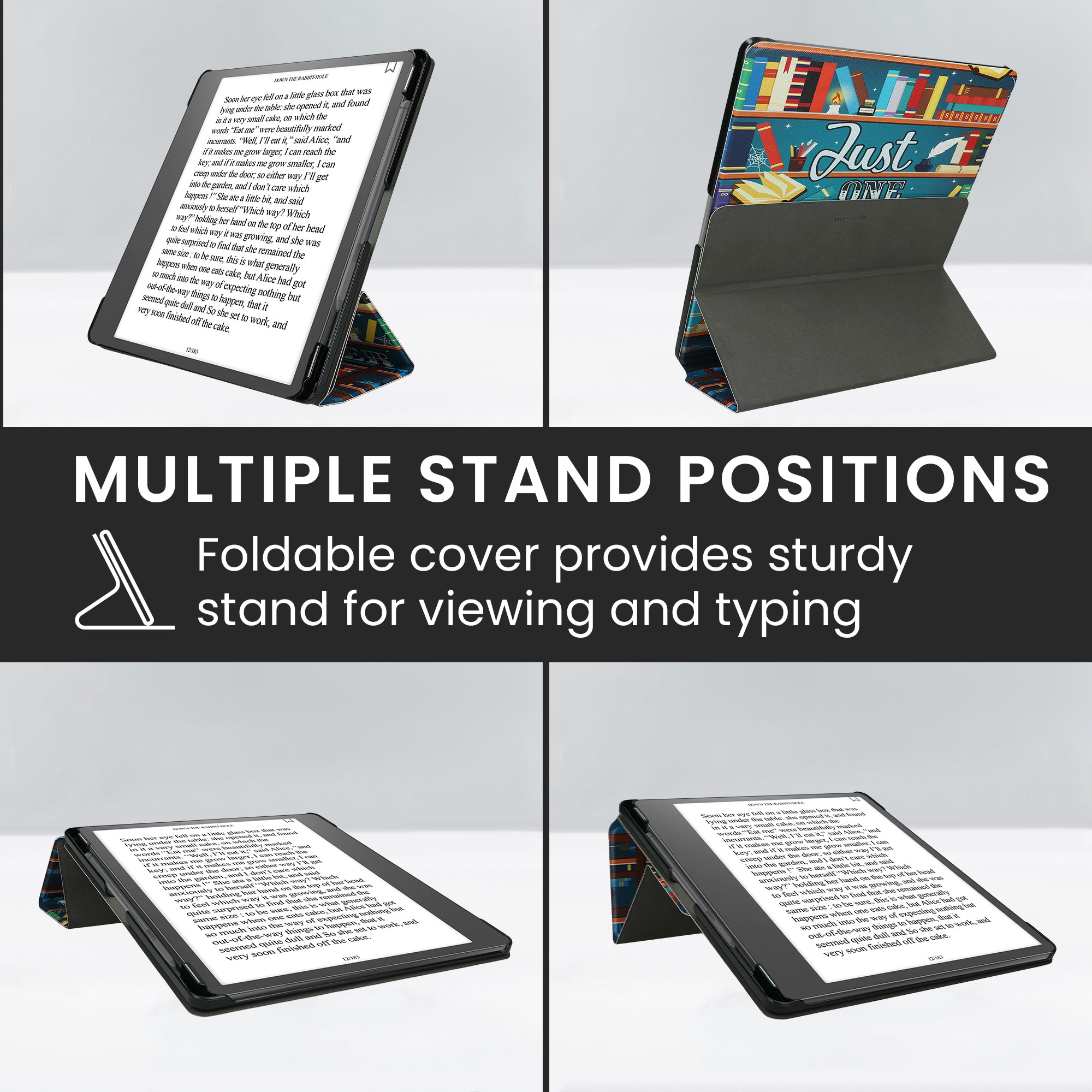 Obal pro Amazon Kindle Scribe (2022/2024) kwmobile se stojánkem z eko kůže - motiv dívka s knihami