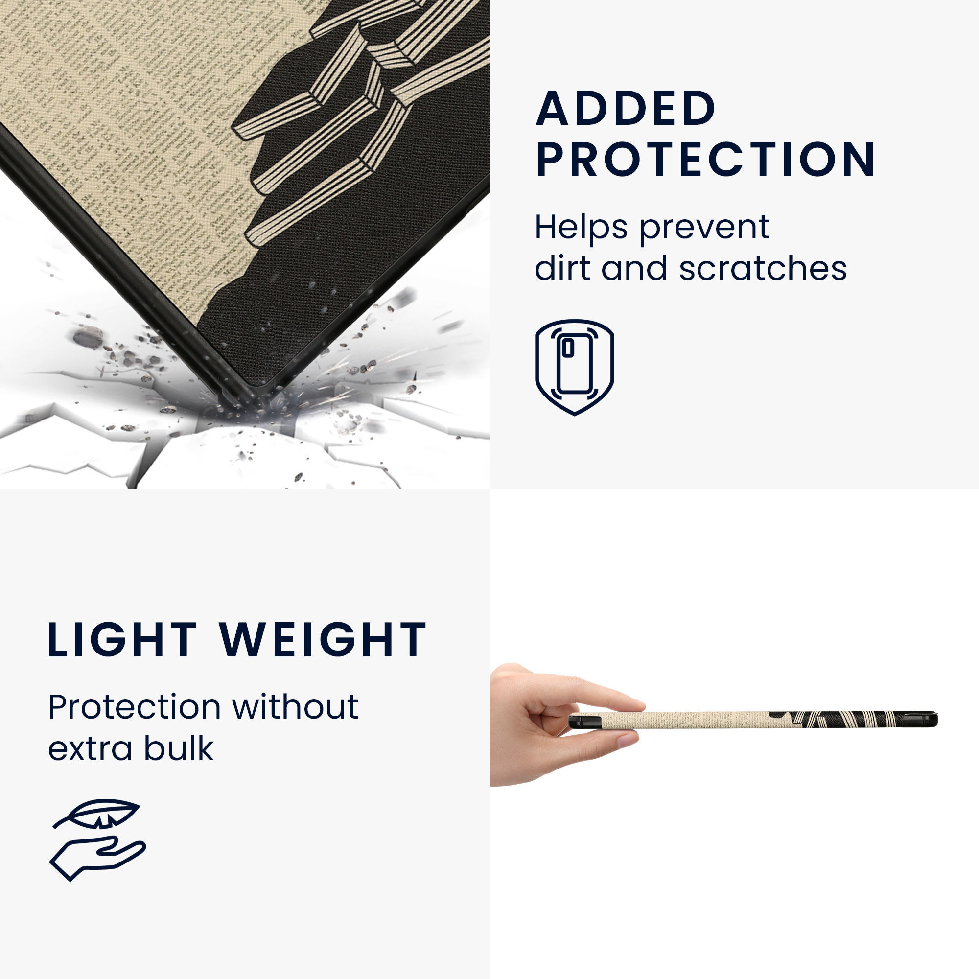 Obal pro Amazon Kindle Scribe 11" (2025) kwmobile - motiv dívka s knihami s černá / béžová