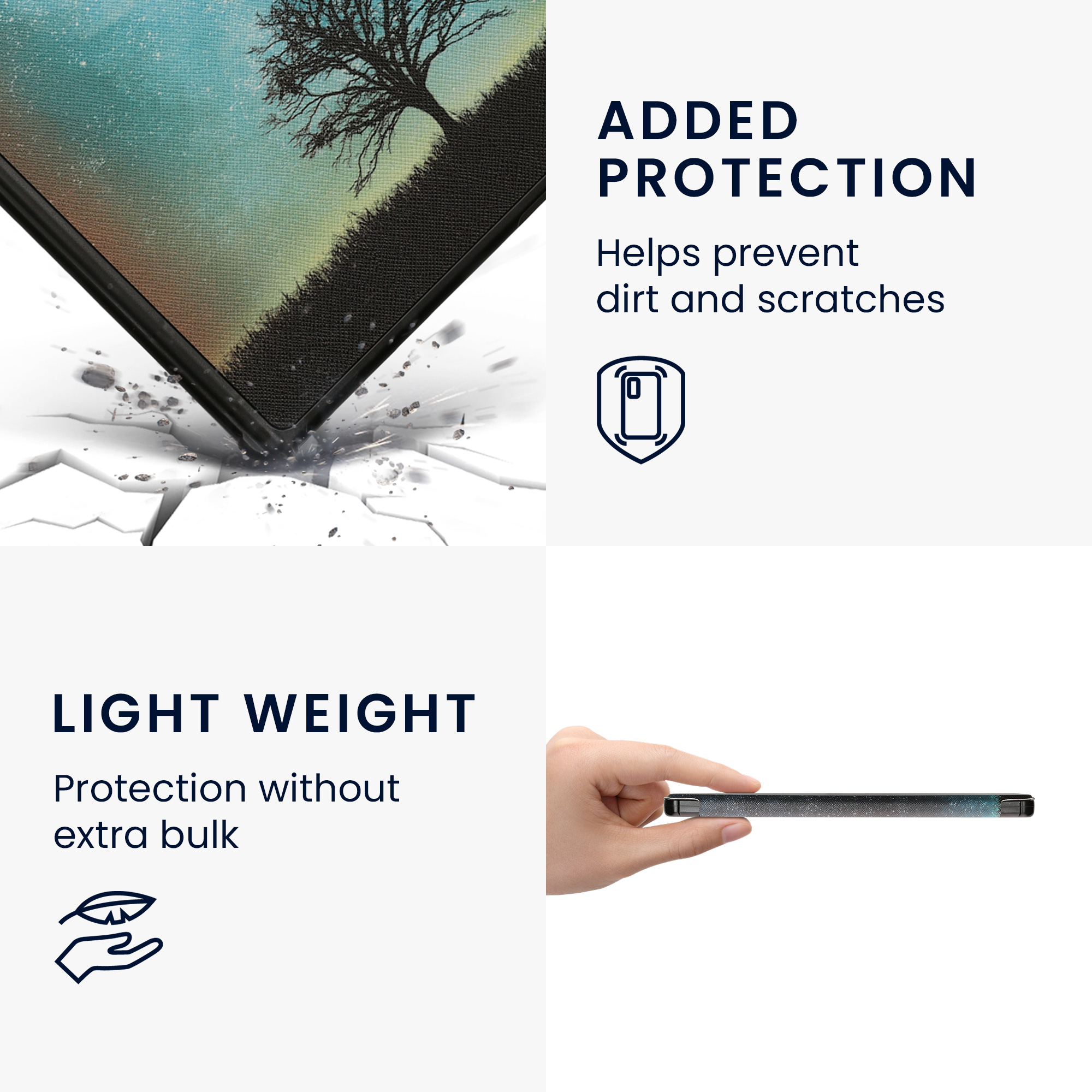 Obal pro Amazon Kindle Scribe 11" (2025) kwmobile - motiv kosmická příroda s modrá / šedá / černá
