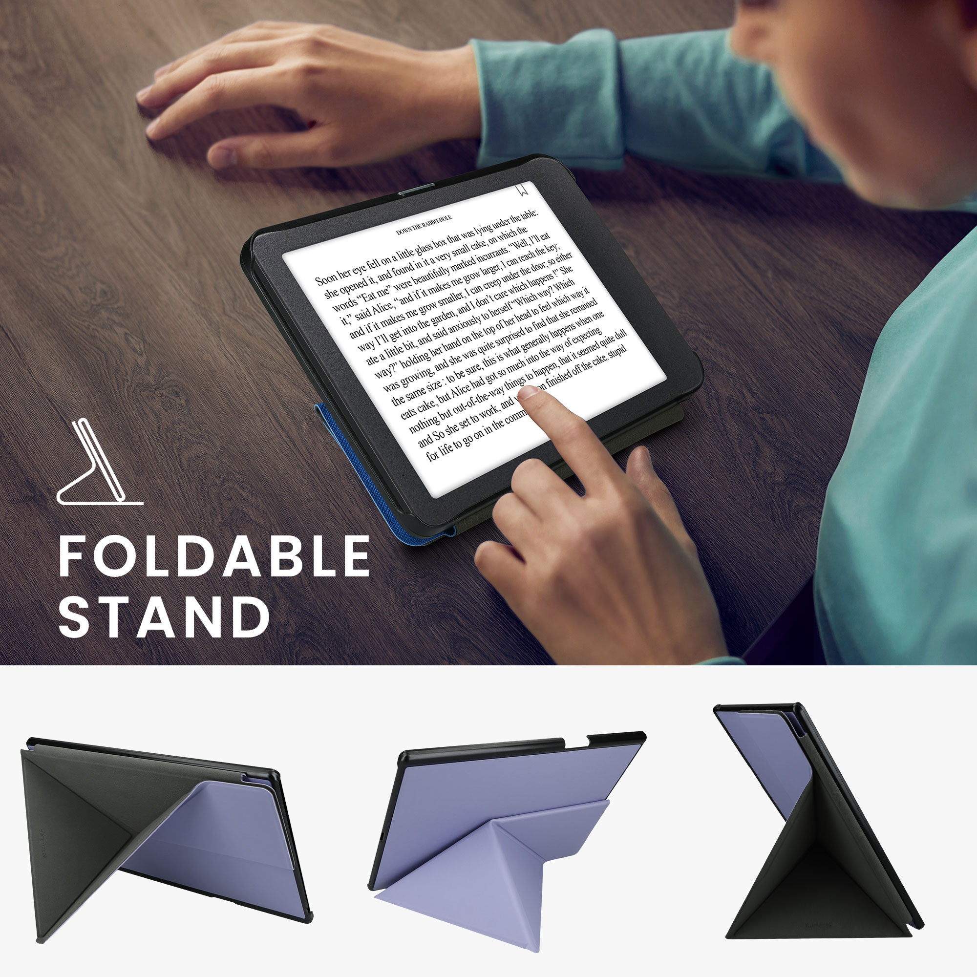 Obal pro Pocketbook InkPad One kwmobile se stojánkem tenké z eko kůže - levandulová