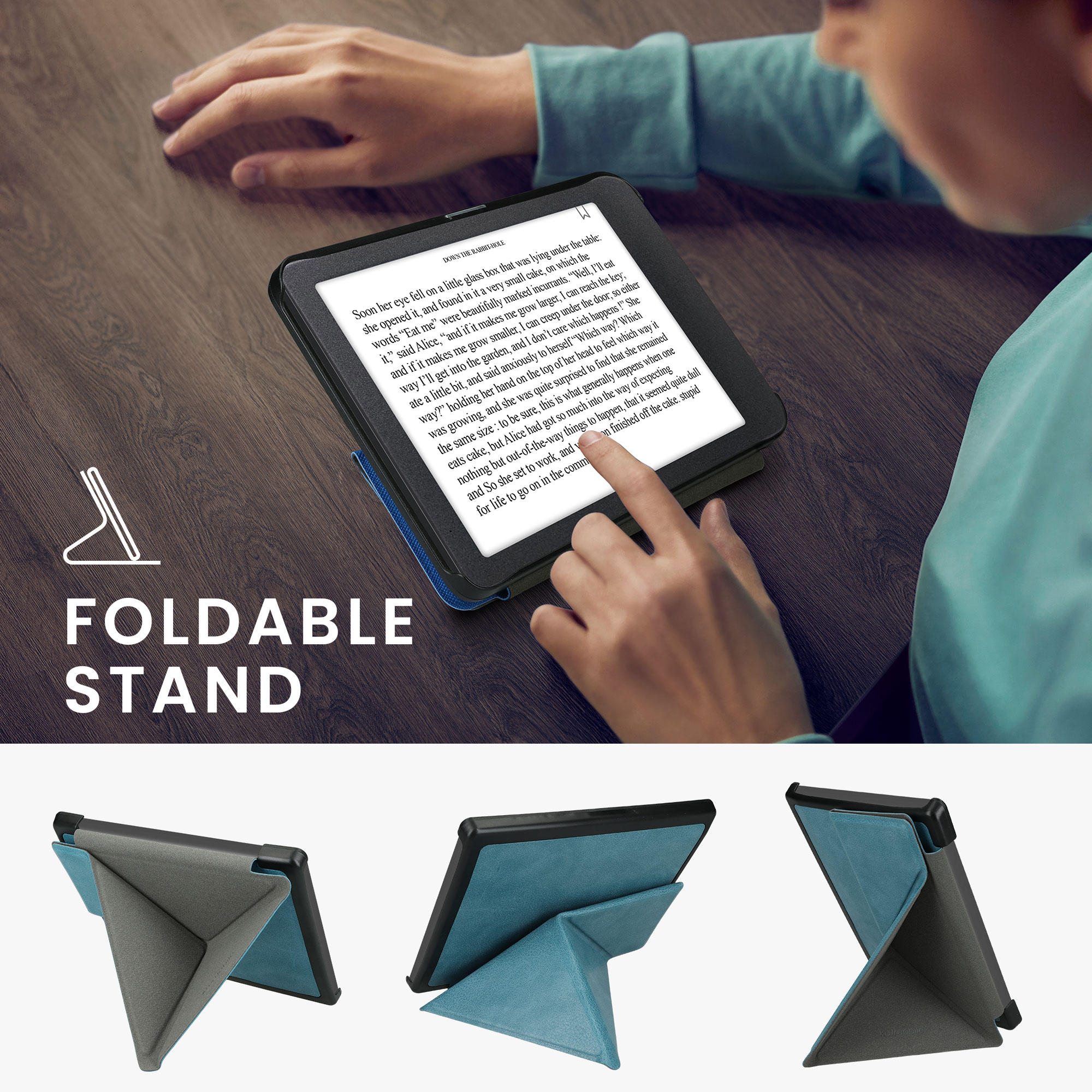 Obal pro Kobo Aura Edition 1 kwmobile se stojánkem tenké z eko kůže - petrolejová