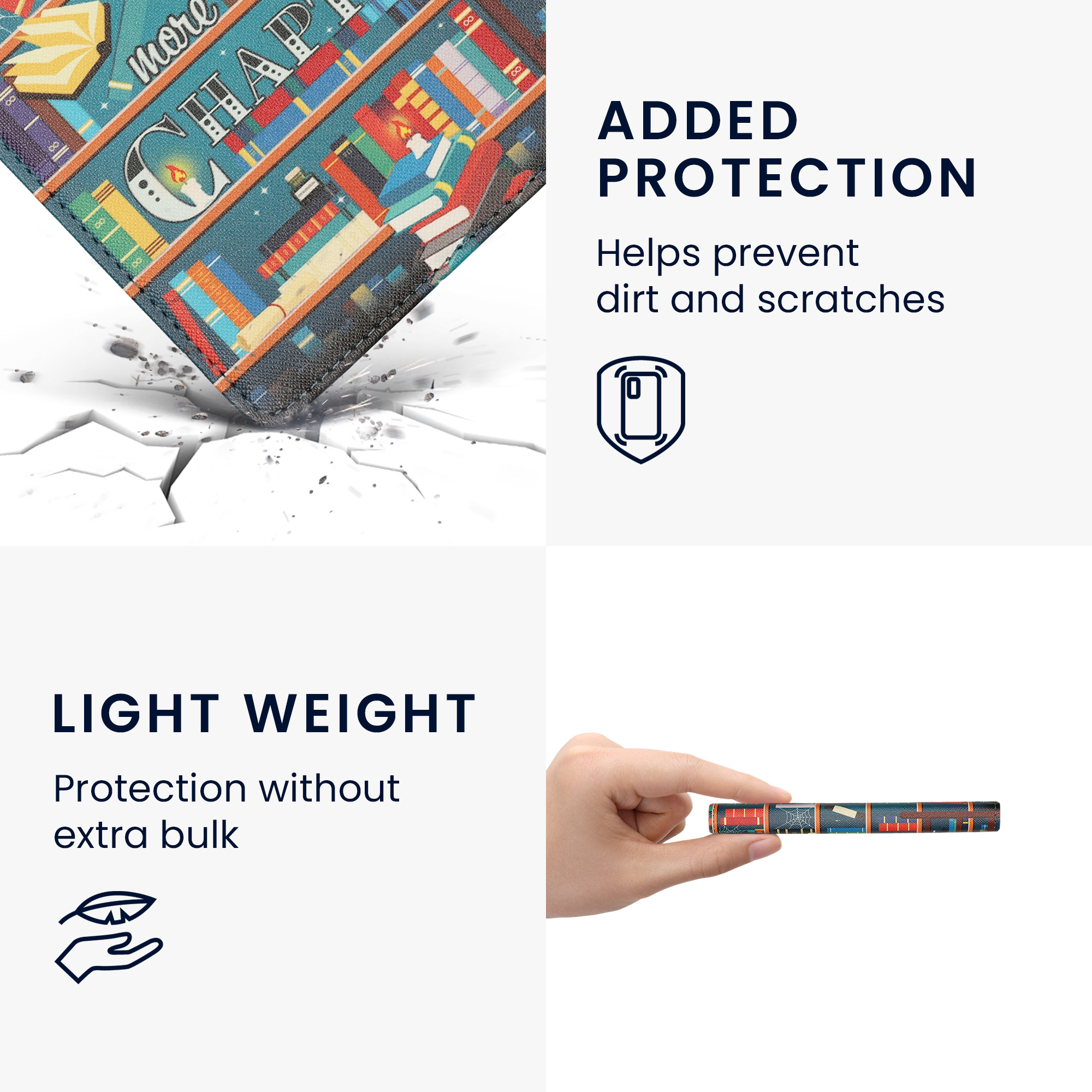 Obal pro Kobo Aura Edition 2 kwmobile s poutkem - motiv knihovní motto s více barev