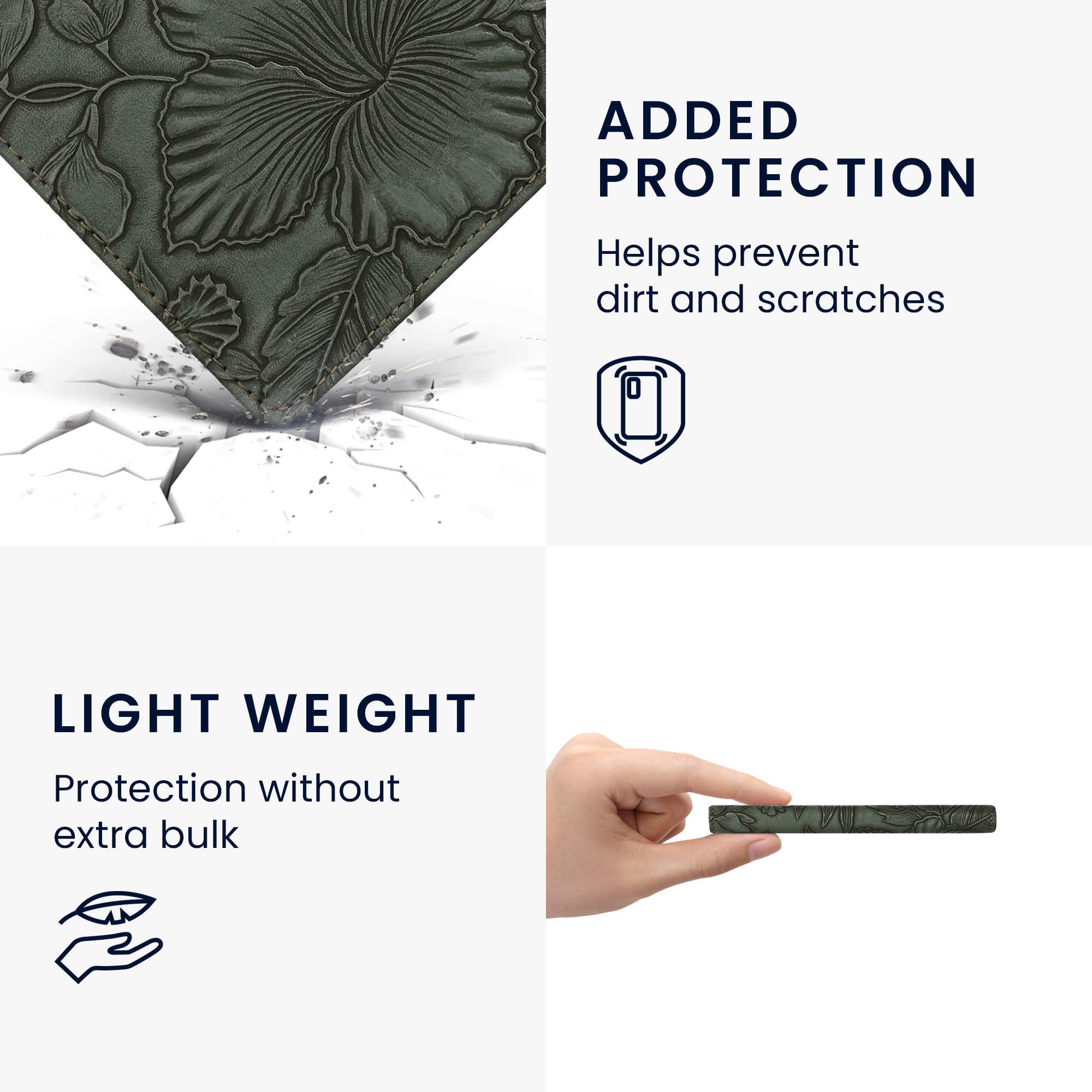 Obal pro Kobo Aura Edition 2 kwmobile s poutkem - reliéfní motiv květiny s zelená