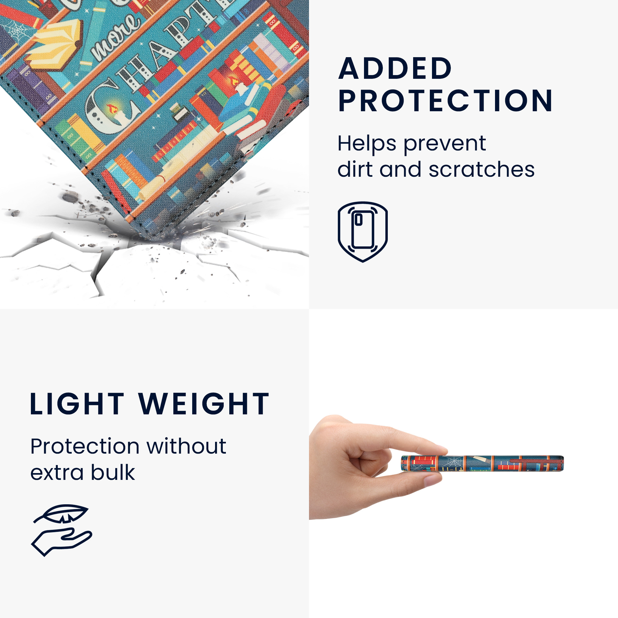 Obal pro Kobo Aura H2O Edition 1 kwmobile s poutkem - motiv knihovní motto s více barev