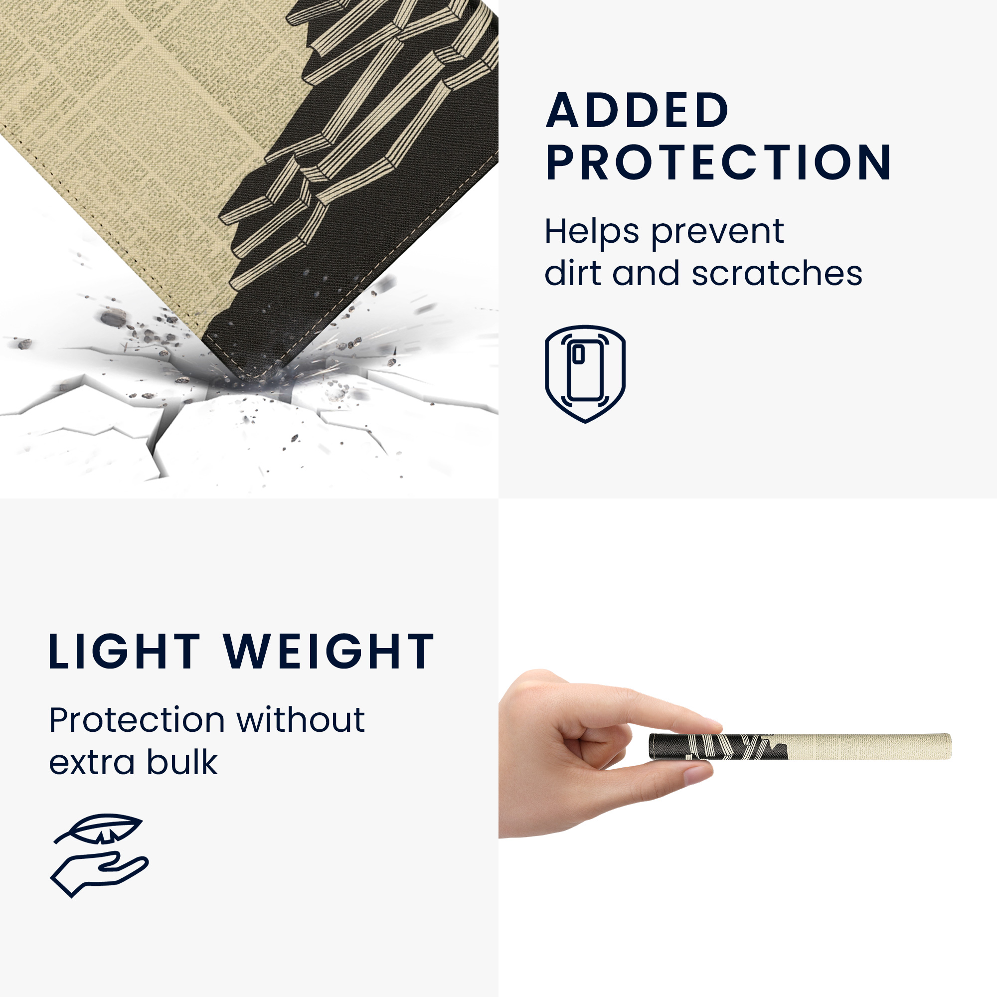 Obal pro Kobo Aura ONE kwmobile s poutkem - motiv dívka s knihami s černá / béžová