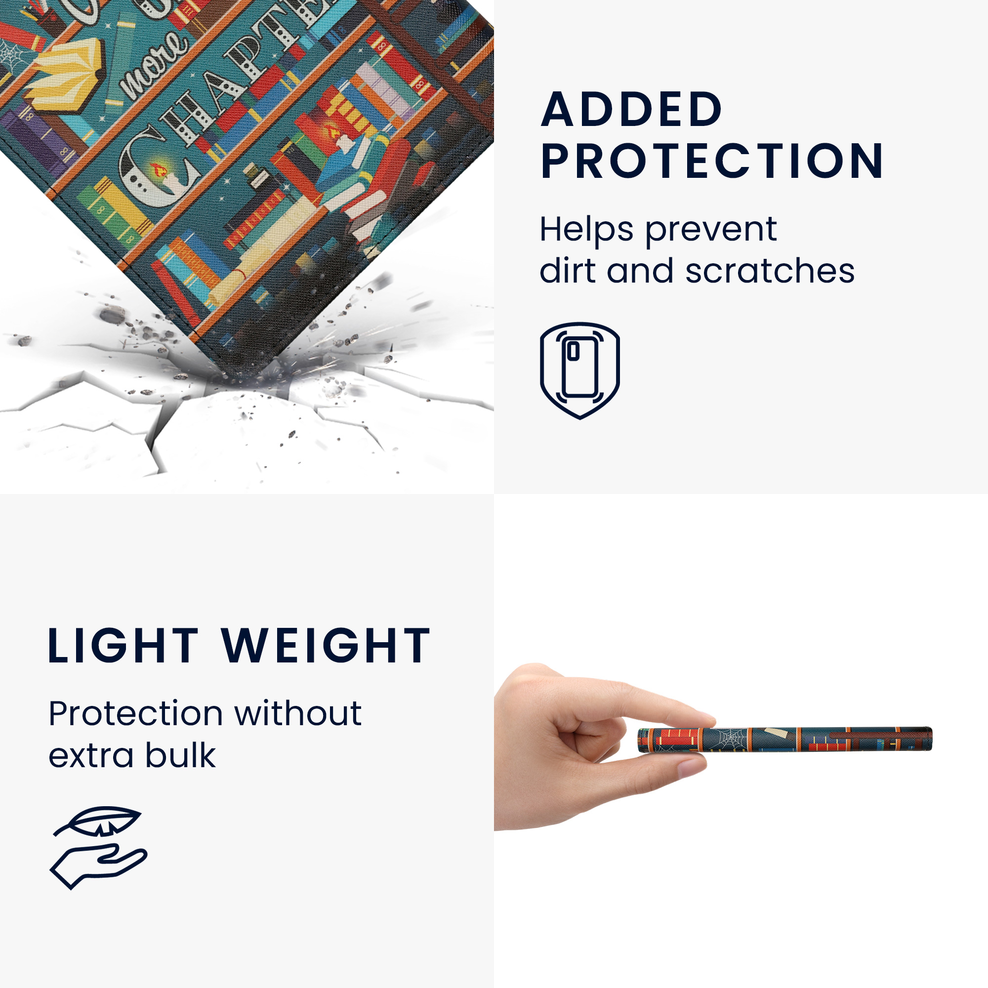 Obal pro Kobo Aura ONE kwmobile s poutkem - motiv knihovní motto s více barev