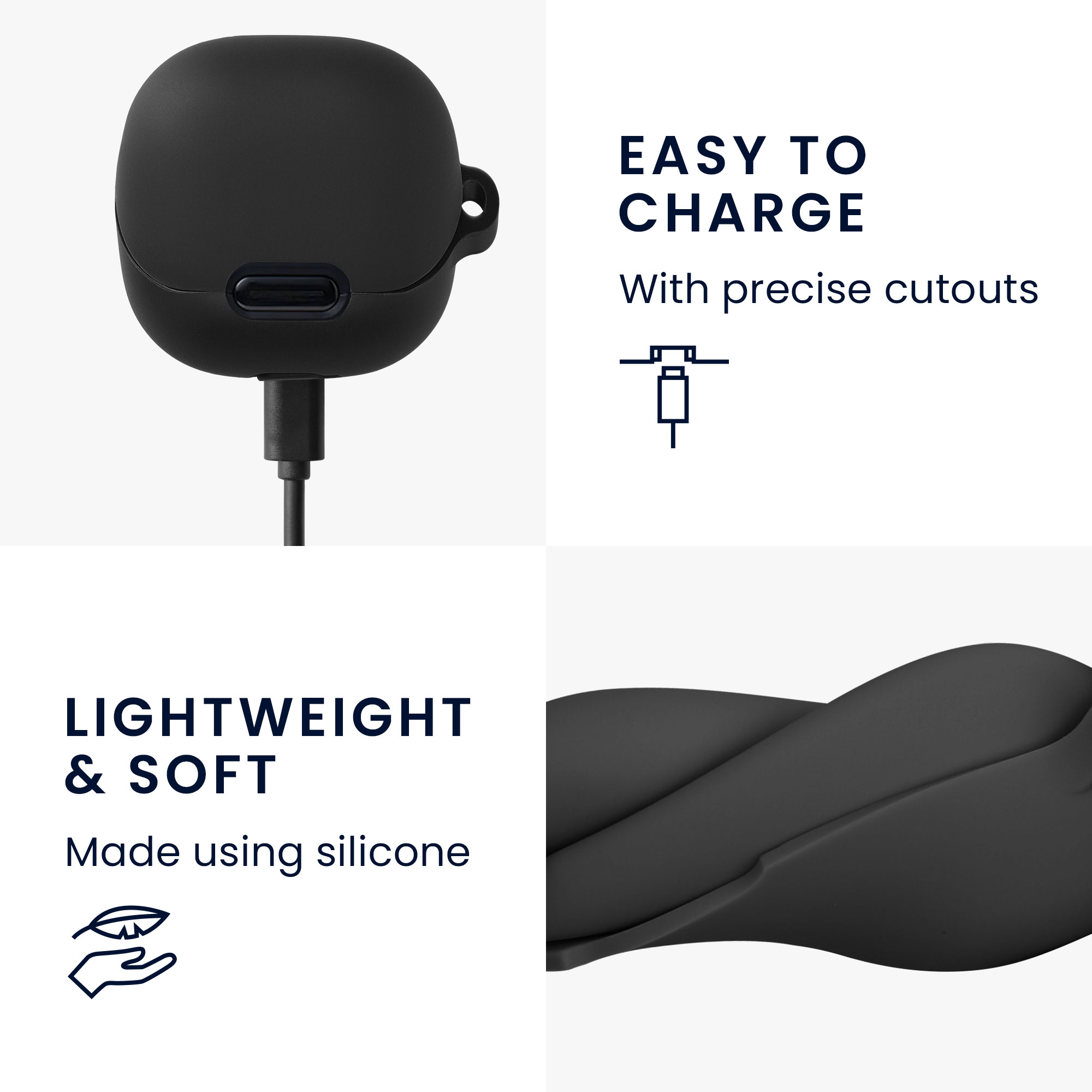 Obal pro Anker Soundcore Liberty 4 NC kwmobile s karabinou silikonové - černá