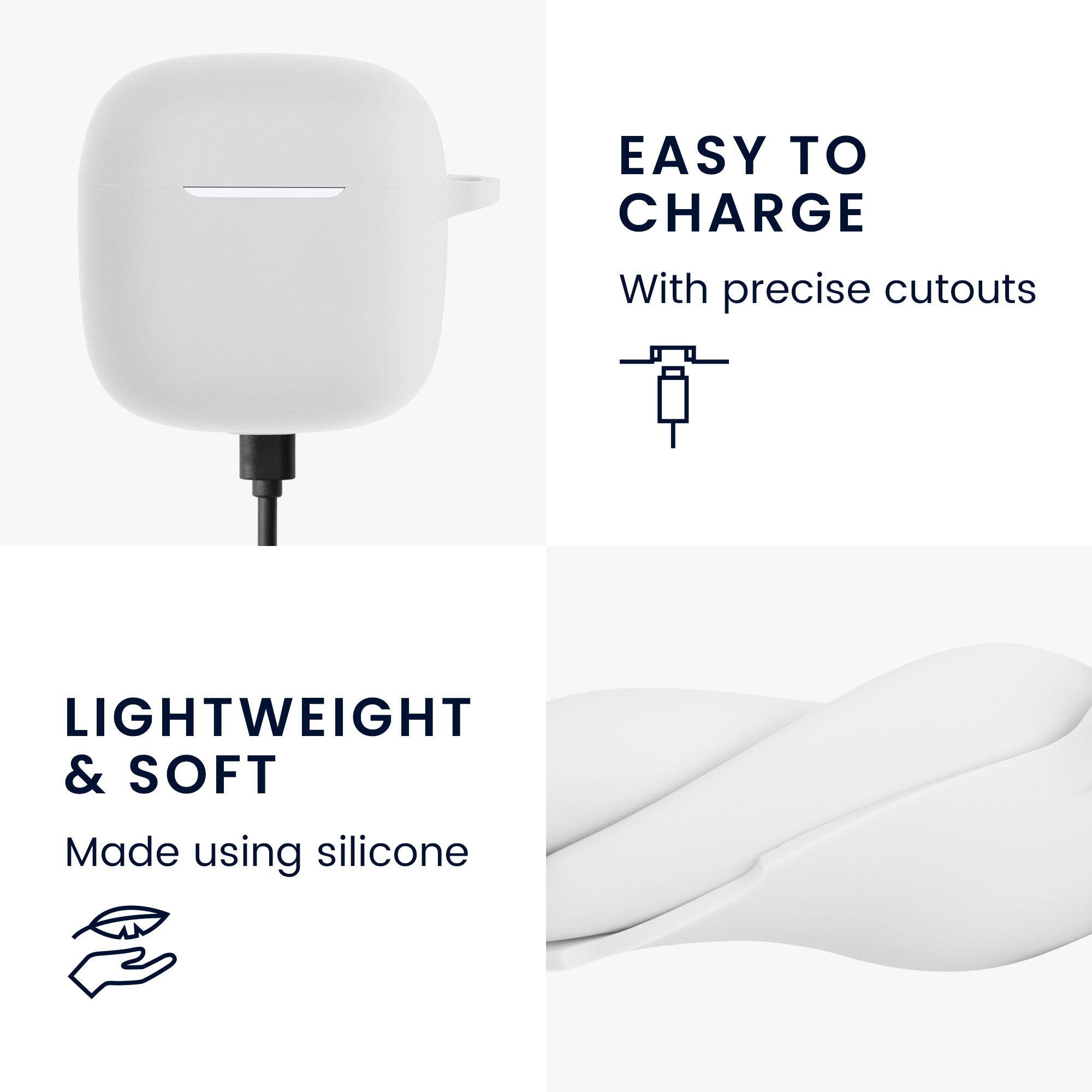 Obal pro Huawei FreeBuds SE2 / SE3 kwmobile s karabinou silikonové - bílá