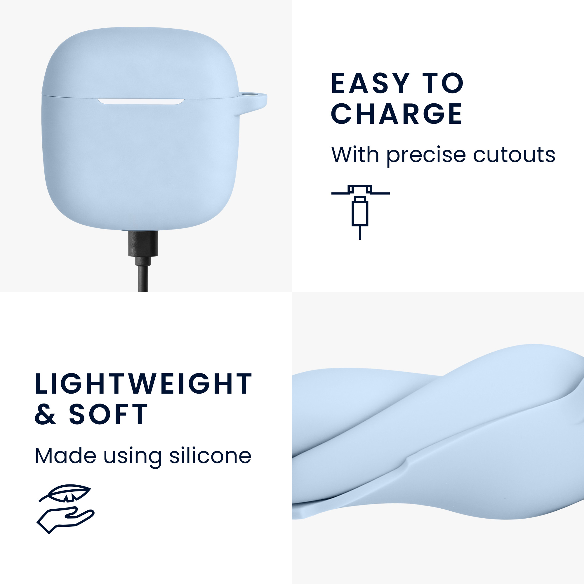 Obal pro Huawei FreeBuds SE2 / SE3 kwmobile s karabinou silikonové - světle modrá
