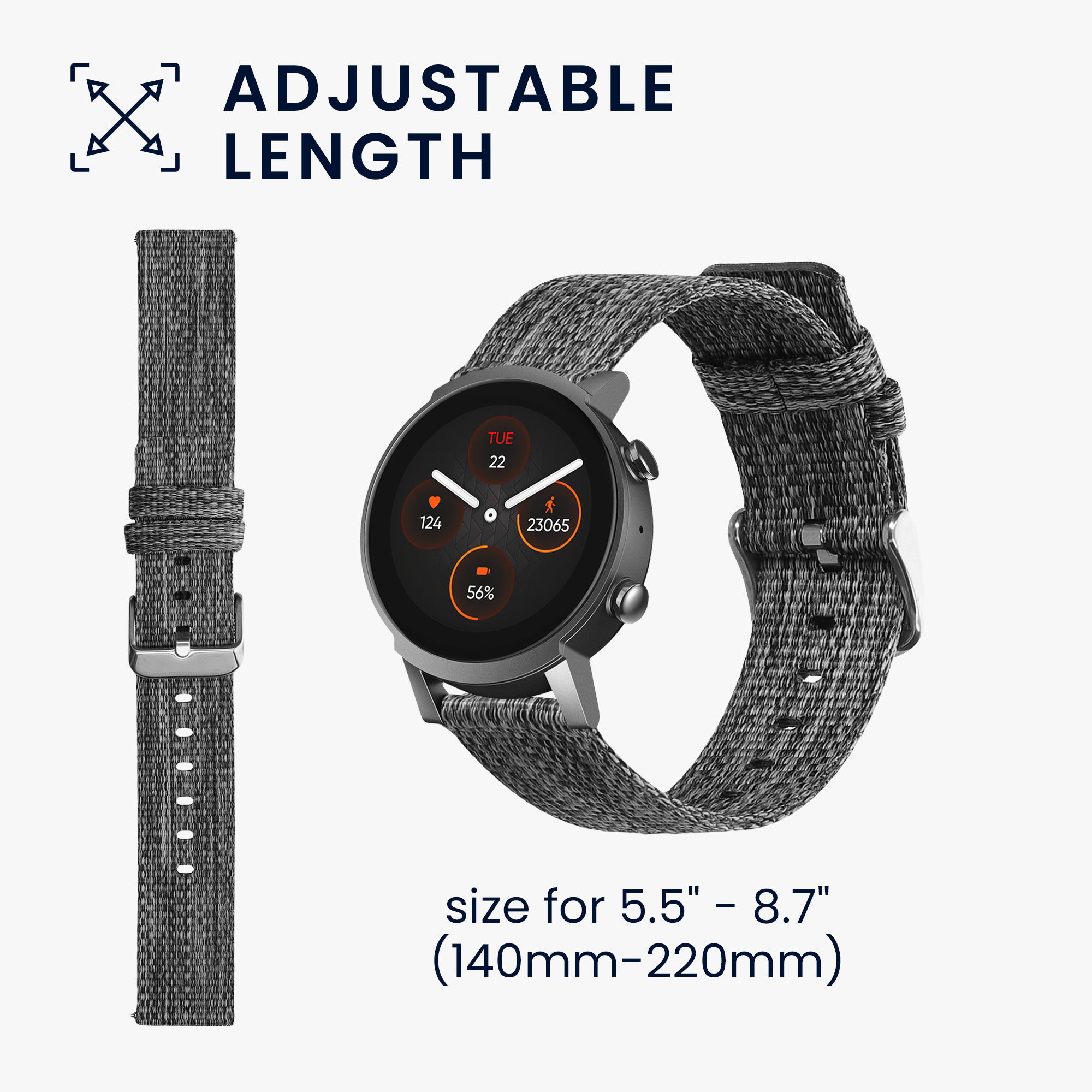 Řemínek na chytré hodinky Ticwatch E3 / GTH 20mm kwmobile - černá