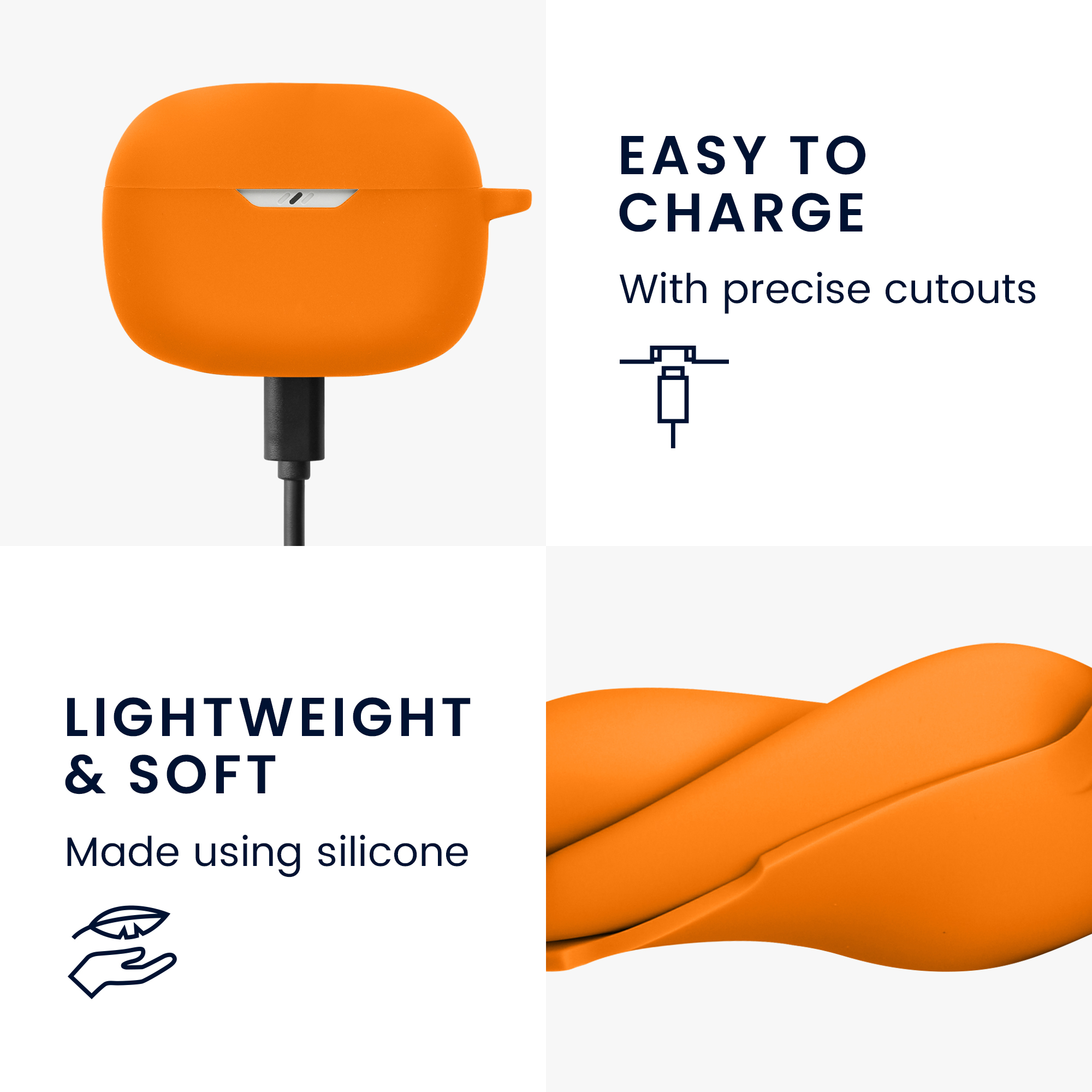 Obal pro JBL Wave Beam / Beam 2 / Wave 200TWS kwmobile s karabinou silikonové - oranžová