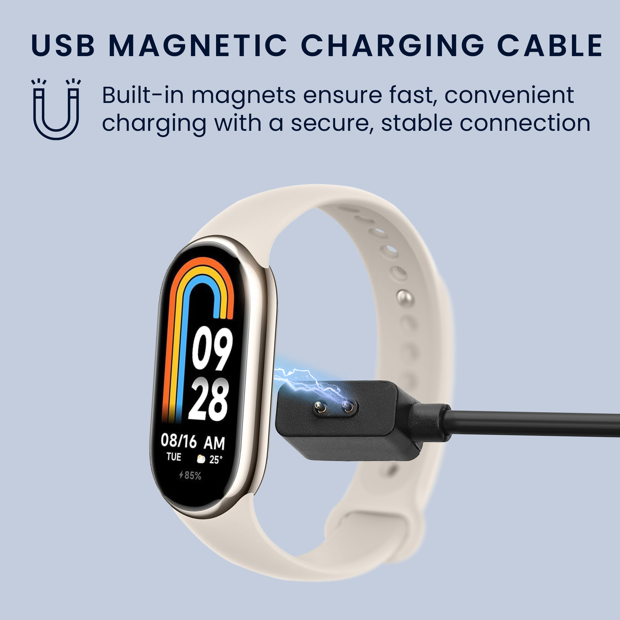 Nabíjecí kabel pro chytré hodinky pro Xiaomi Mi Band 10 / Band 9 / 8 / 8Pro / Redmi Watch 3 Active kwmobile - černá