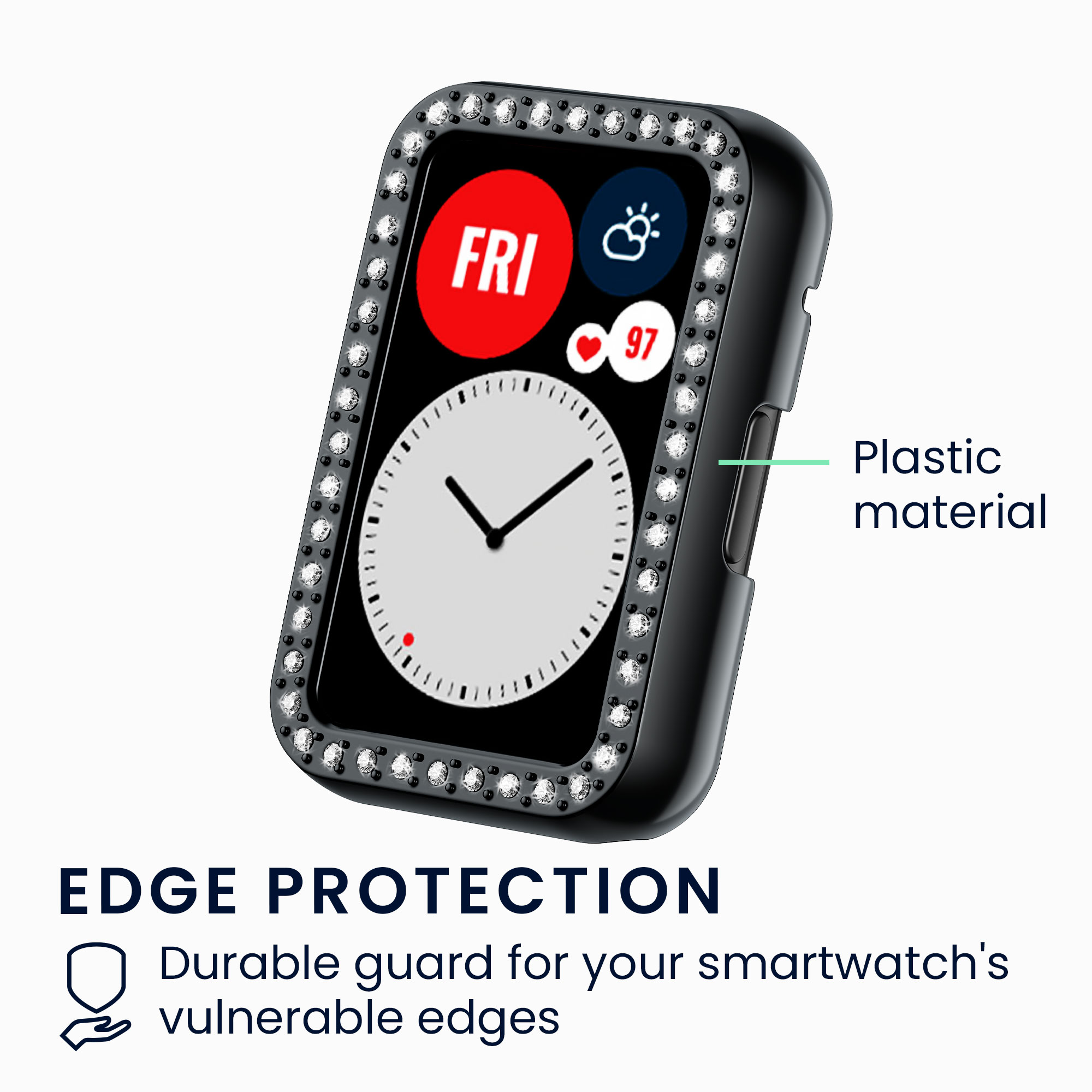 Glitter rámeček hodinky Huawei Watch Fit třpytivý sada 2 ks průhledná/černá kwmobile