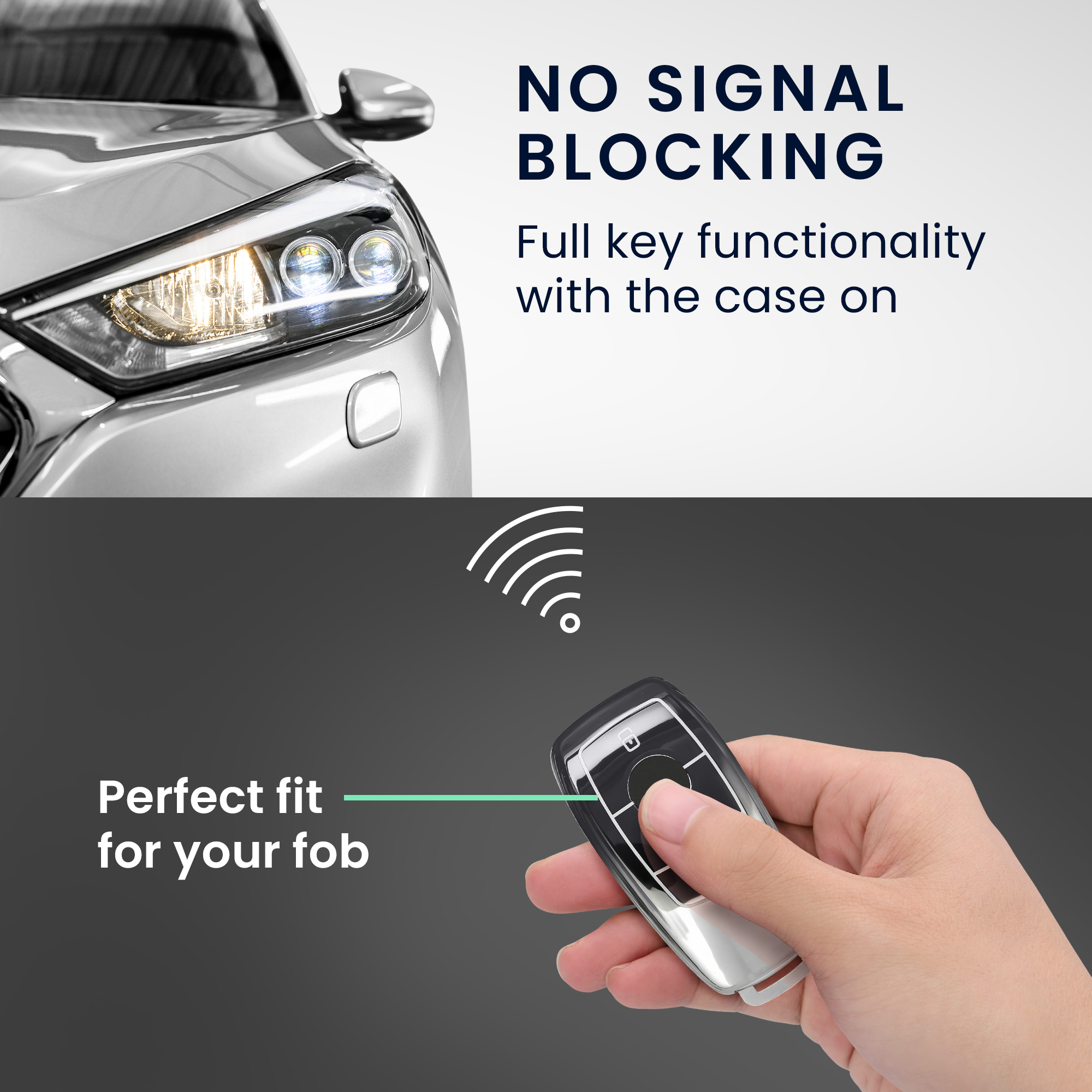 Obal na klíč od auta pro Mercedes-Benz chytrý klíč klíč od auta (only Keyless) kwmobile TPU - tmavě šedá / stříbrná