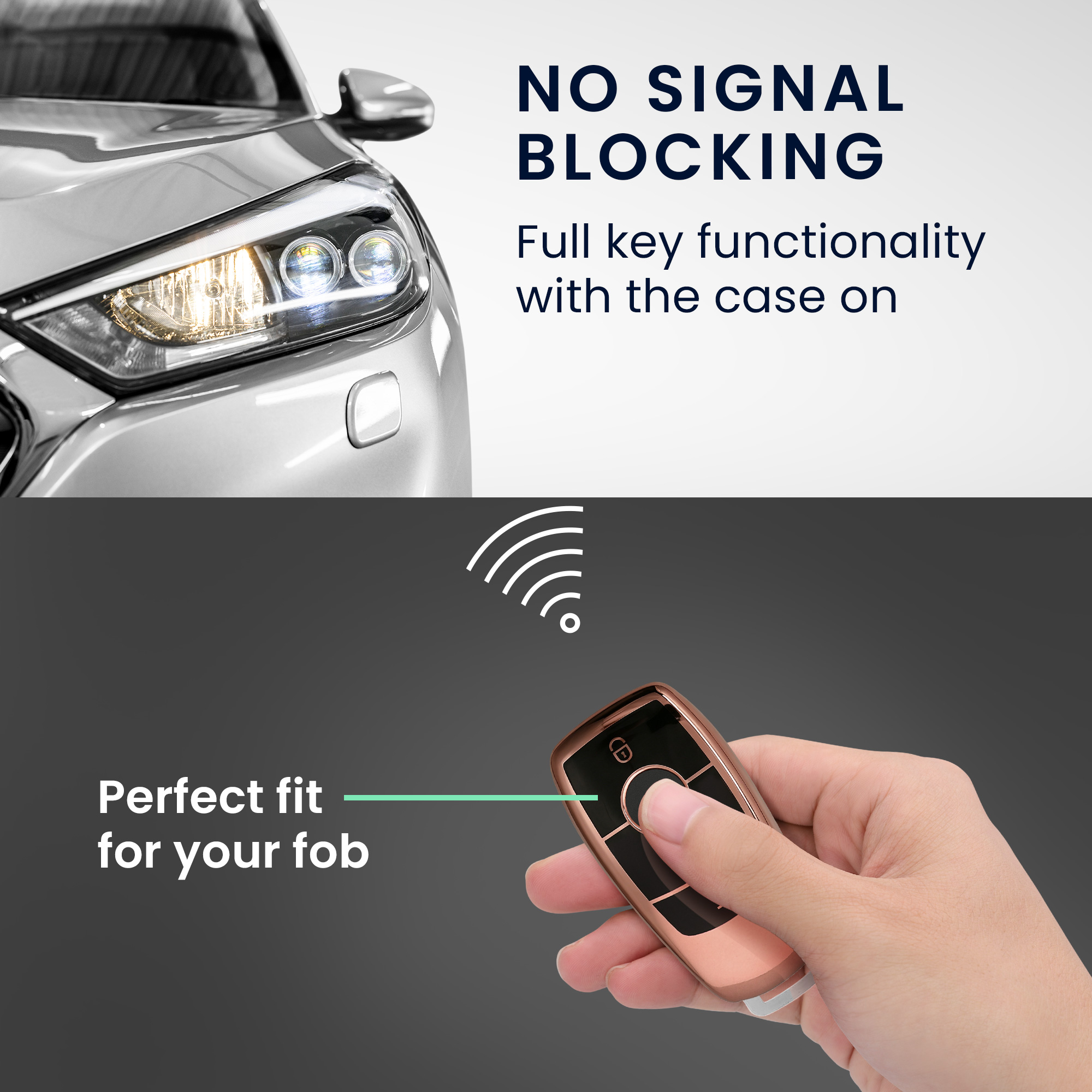 Obal na klíč od auta pro Mercedes-Benz chytrý klíč klíč od auta (only Keyless) kwmobile TPU - lesklé růžové zlato