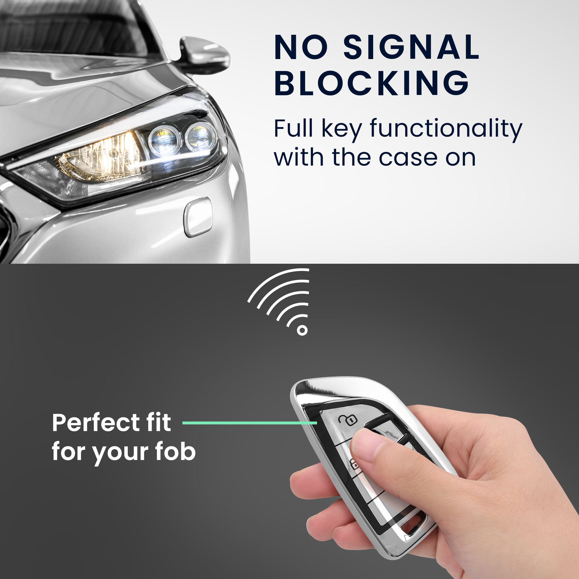 Tpu pouzdro na klíč od auta BMW 3 tlačítka Smart Key protiskluzové leskle stříbrné