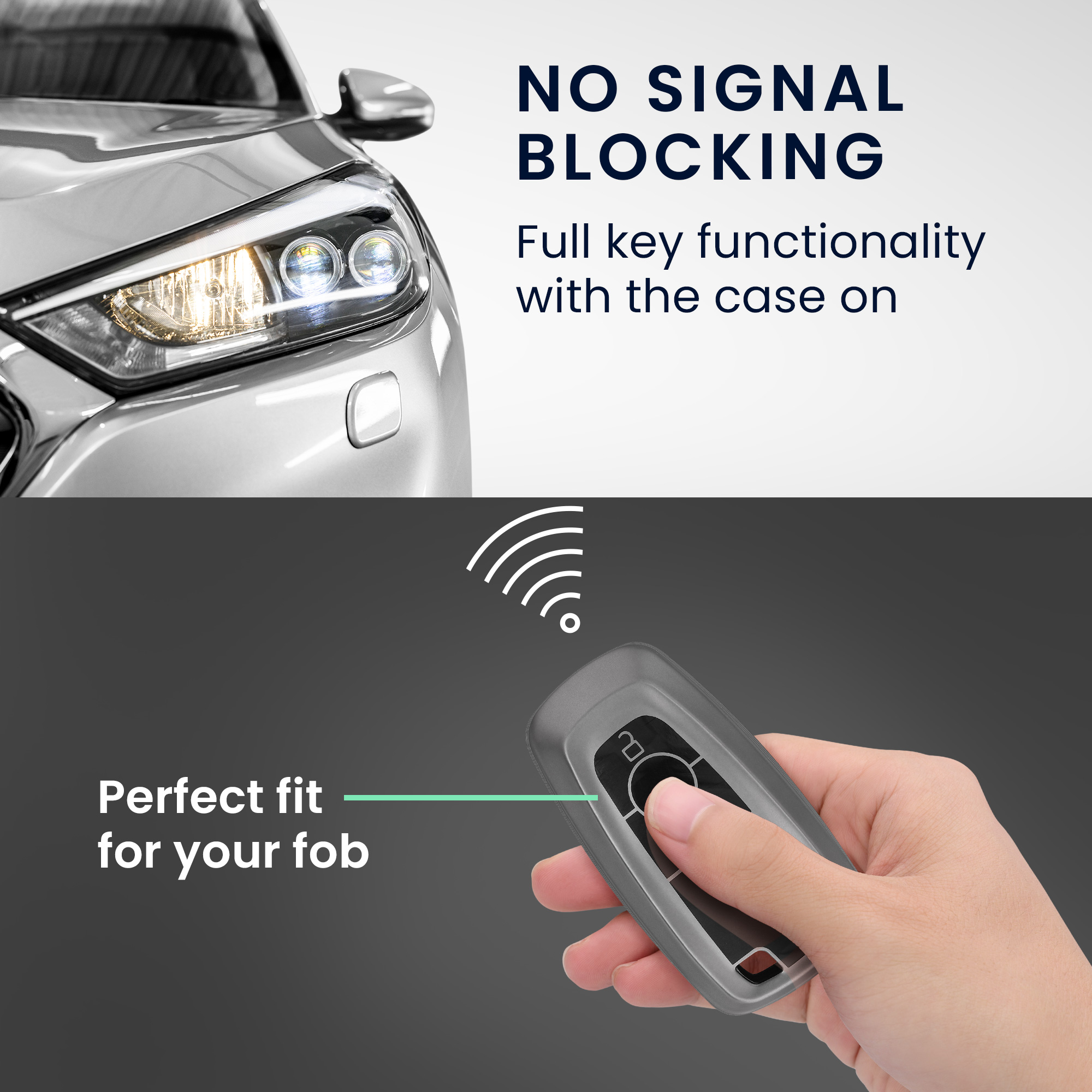 Kryt klíče Ford 2 tlačítka Keyless Go kwmobile, matná černá / černá