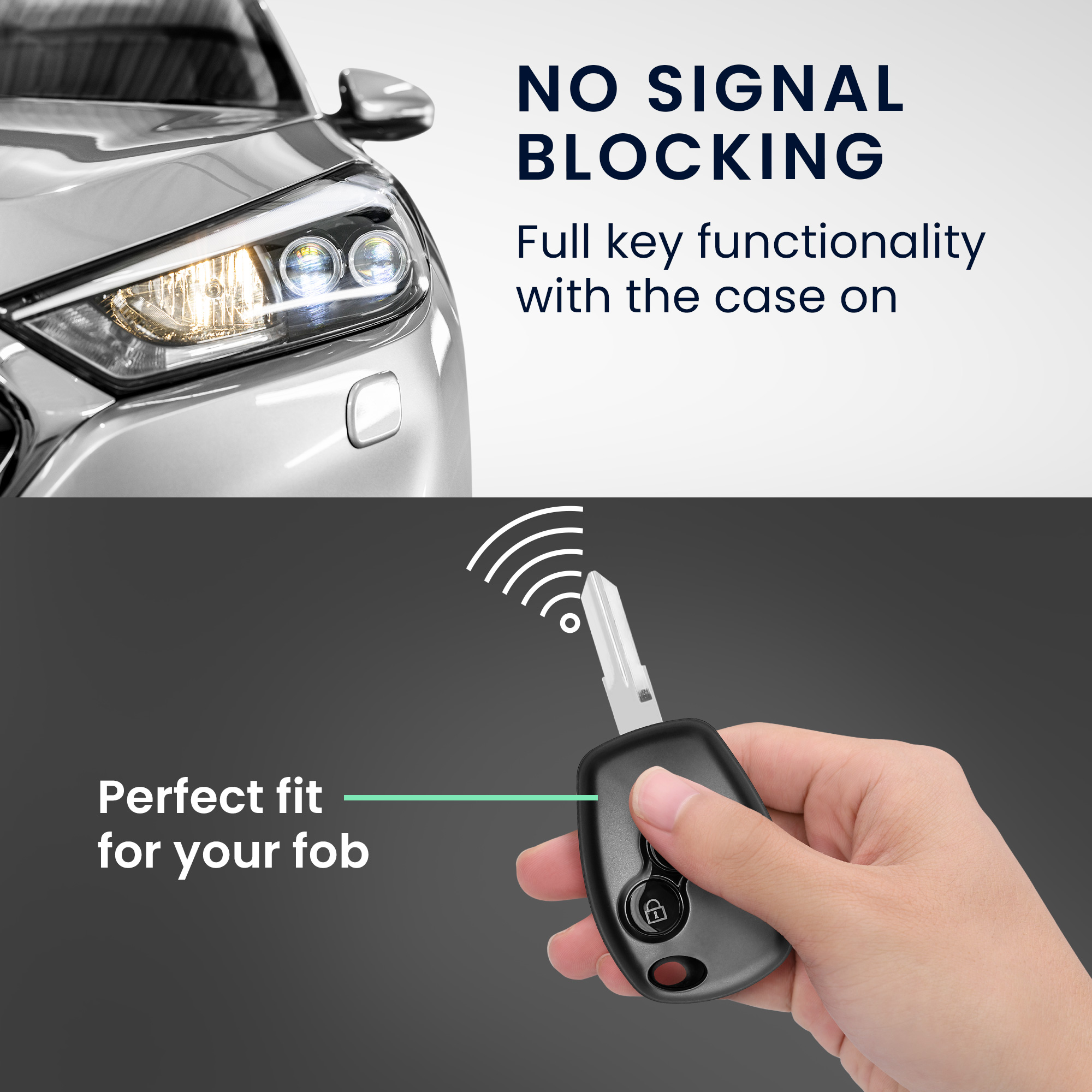 Obal na klíč od auta pro Renault Dacia klíč se 2 tlačítky kwmobile TPU - matná černá / černá