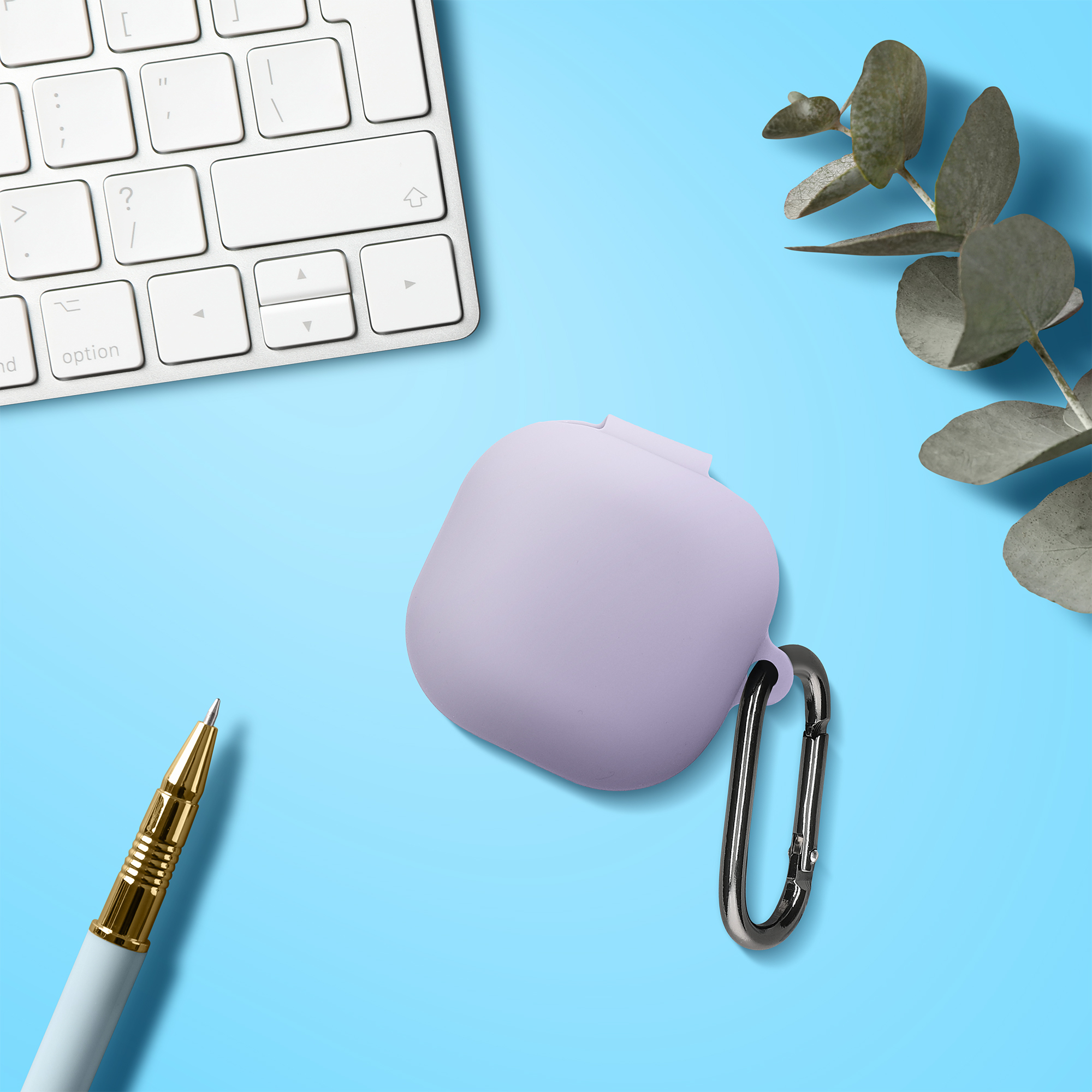 Obal pro Samsung Galaxy Buds FE kwmobile s karabinou silikonové - levandulová