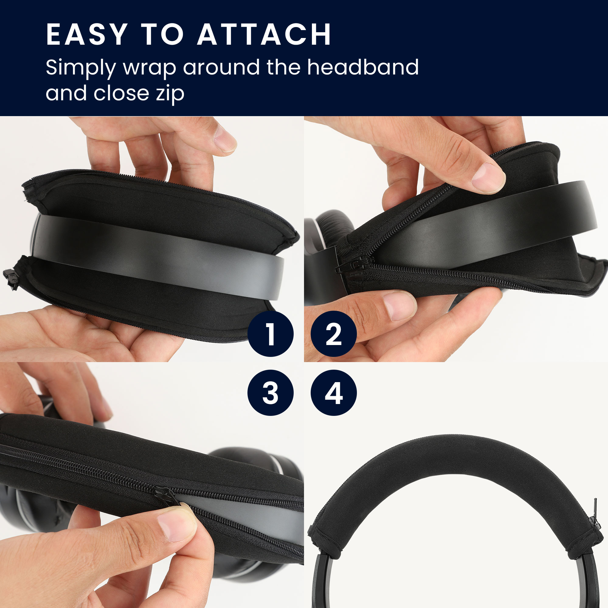 Chránič náhlavního mostu pro AudioTechnica ATH-S200BT / ATH-S220BT kwmobile se zipem neoprenové - černá