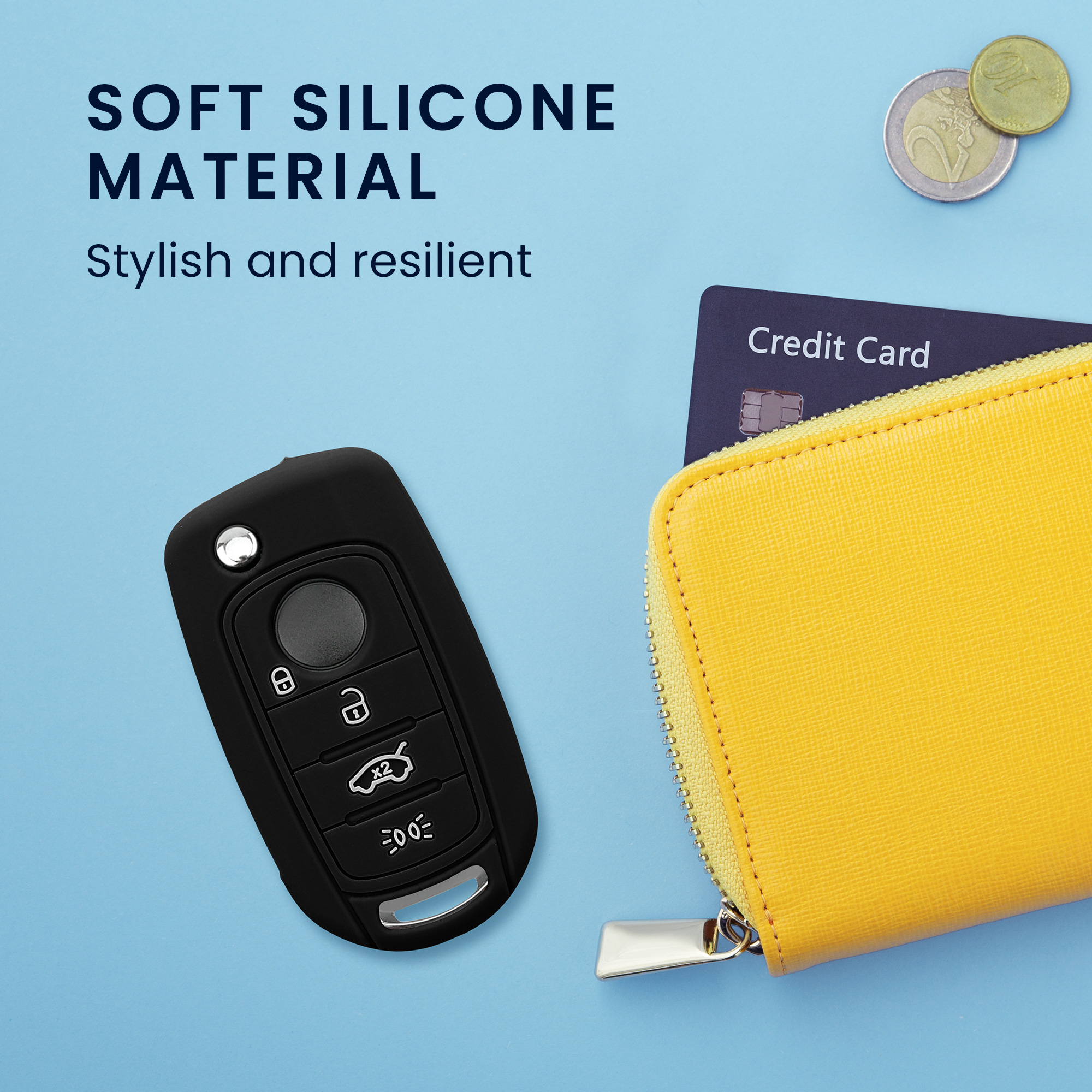 TPU pouzdro na klíč od auta Fiat 4 tlačítka Flip Key černé