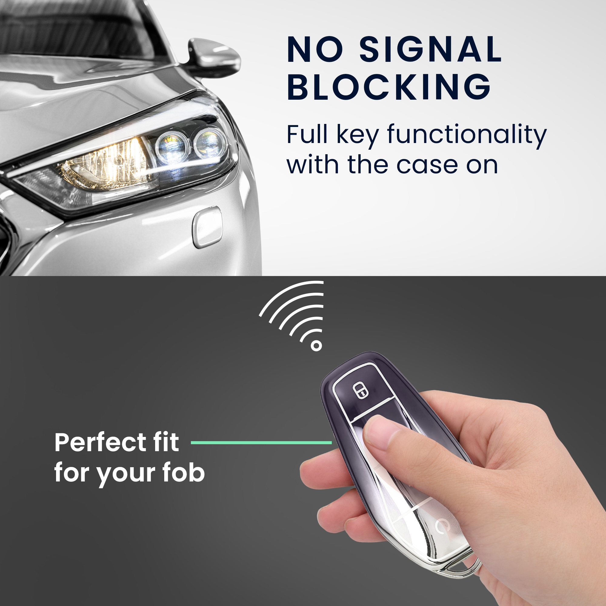 Obal na klíč od auta pro BYD Atto 3 / Sealion / Han / Tang / Dolphin / Seal kwmobile TPU - tmavě šedá / stříbrná