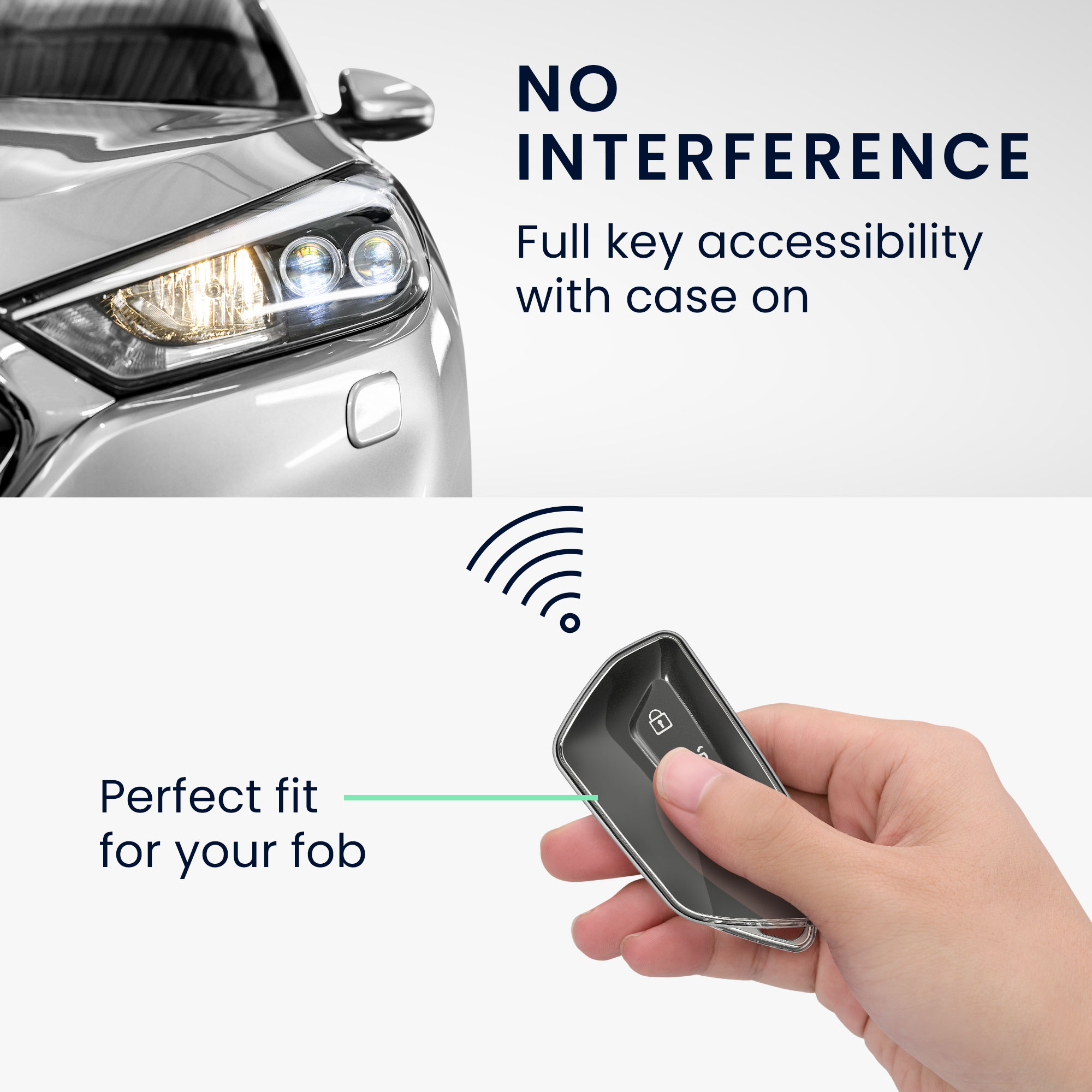 Pouzdro na klíč od auta kwmobile pro VW Golf 8, ID.3/ID.4/ID.5/ID.7, Seat/Škoda/Cupra - transparentní