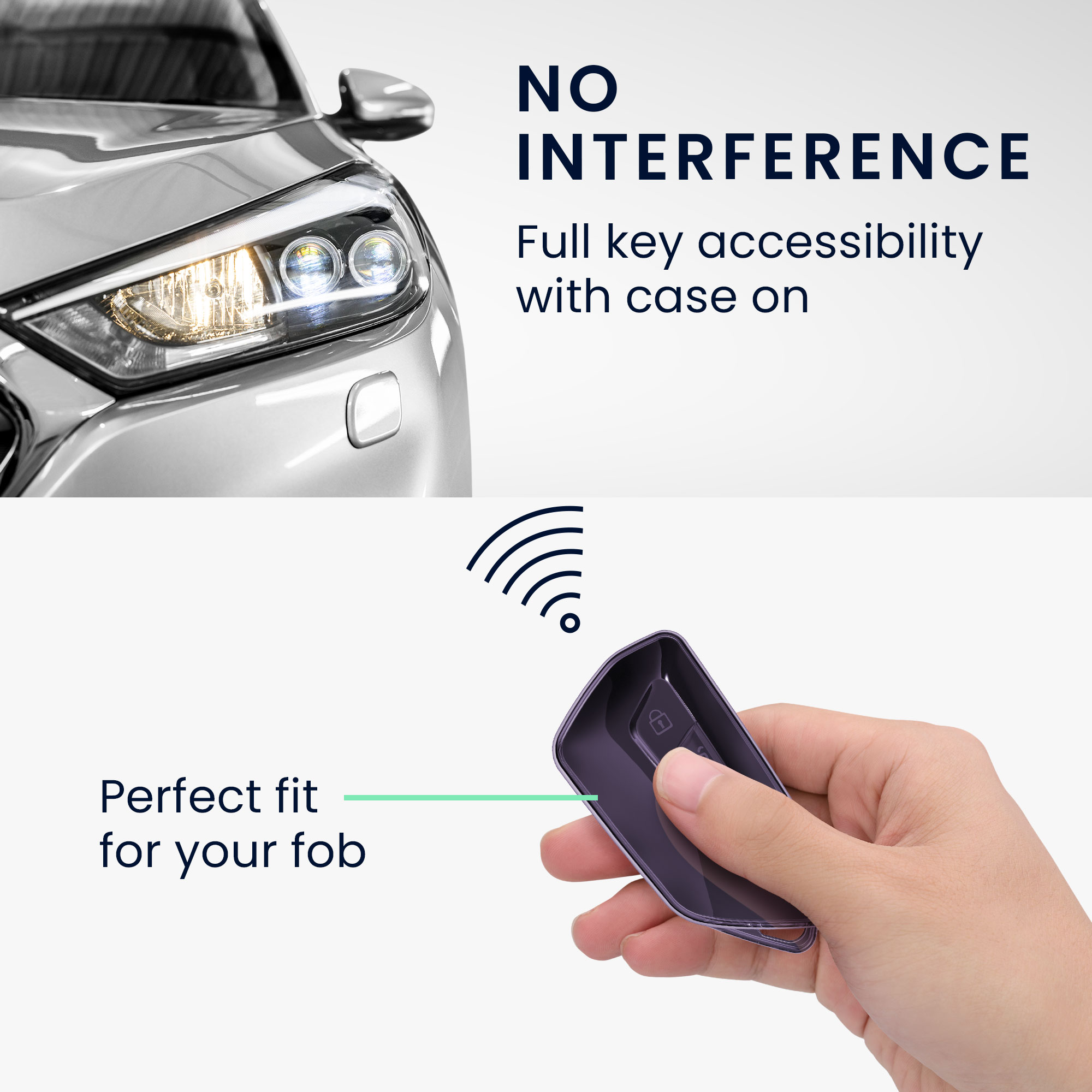 Pouzdro na klíč od auta kwmobile pro VW Golf 8, ID.3/ID.4/ID.5/ID.7, Seat/Škoda/Cupra - fialová / transparentní